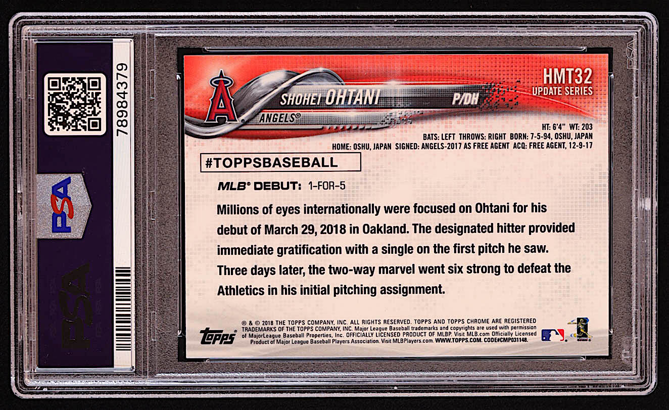 Shohei Ohtani 2018 Topps Chrome Update #HMT32 RD RC (PSA 10) at PristineAuction.com Shohei Ohtani 2018 Topps Chrome Update #HMT32 RD RC (PSA 10) at PristineAuction.com
