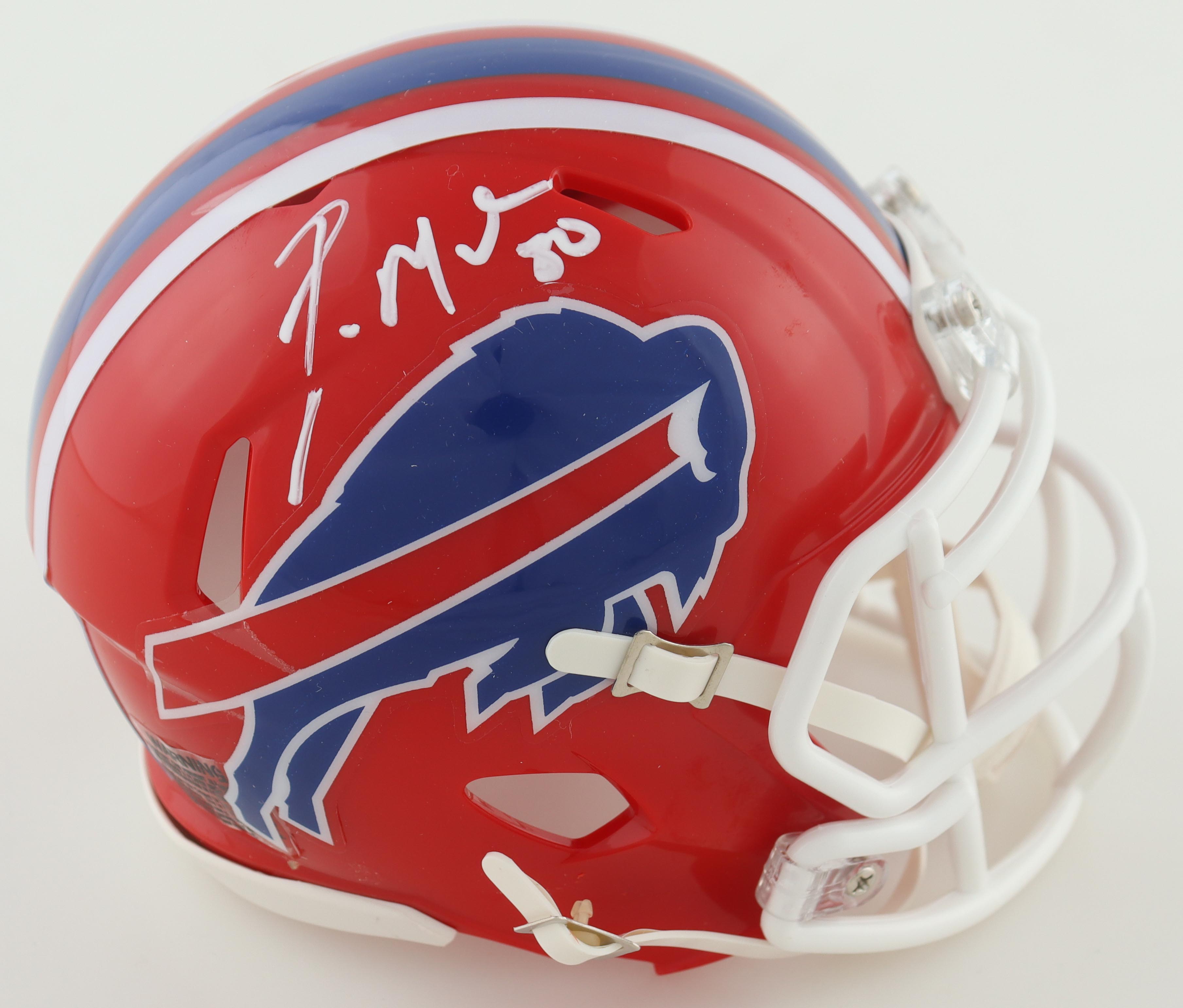 Eric Moulds Signed Bills Speed Mini Helmet (TSE) at PristineAuction.com Eric Moulds Signed Bills Speed Mini Helmet (TSE) at PristineAuction.com
