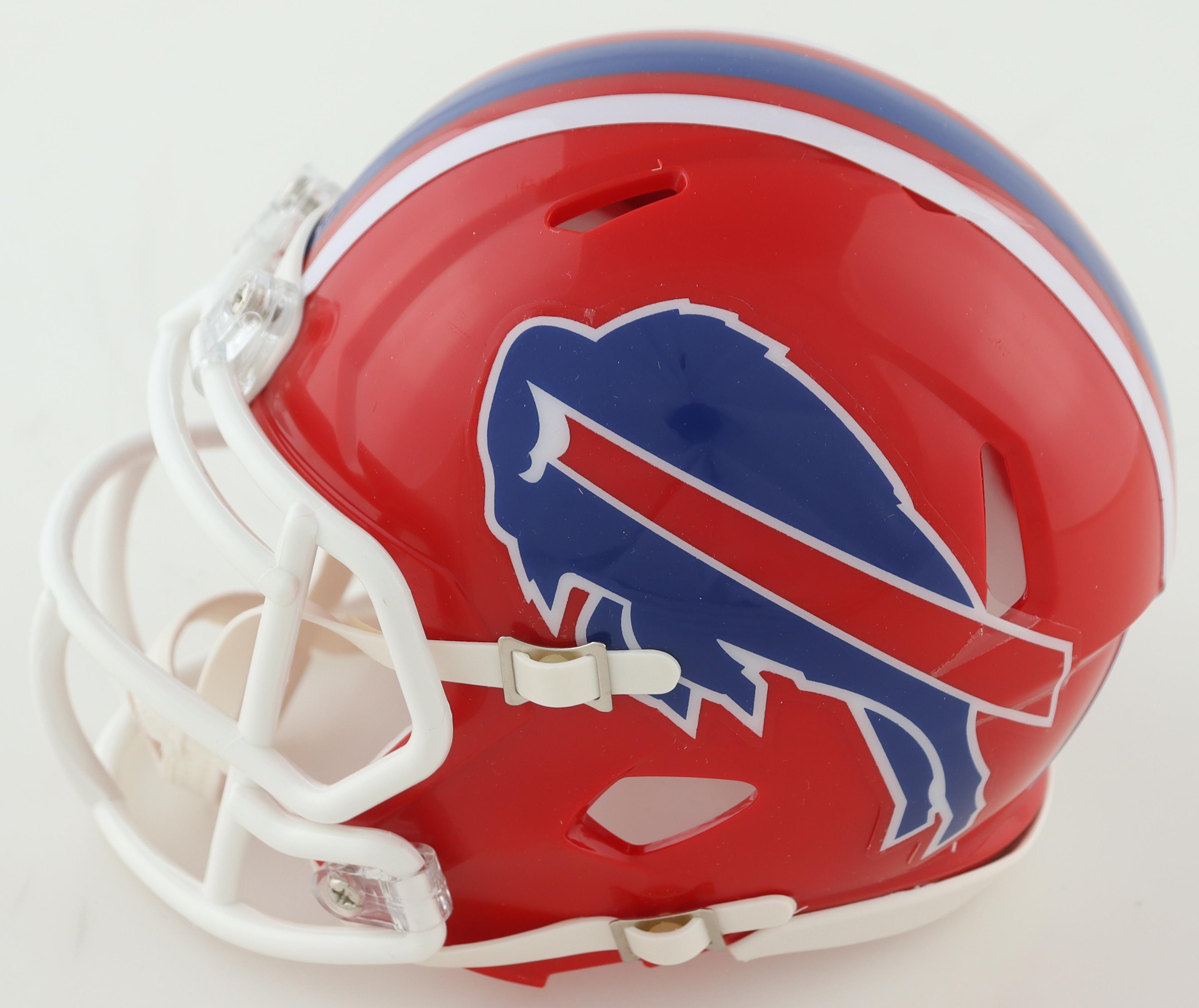 Eric Moulds Signed Bills Speed Mini Helmet (TSE) at PristineAuction.com Eric Moulds Signed Bills Speed Mini Helmet (TSE) at PristineAuction.com