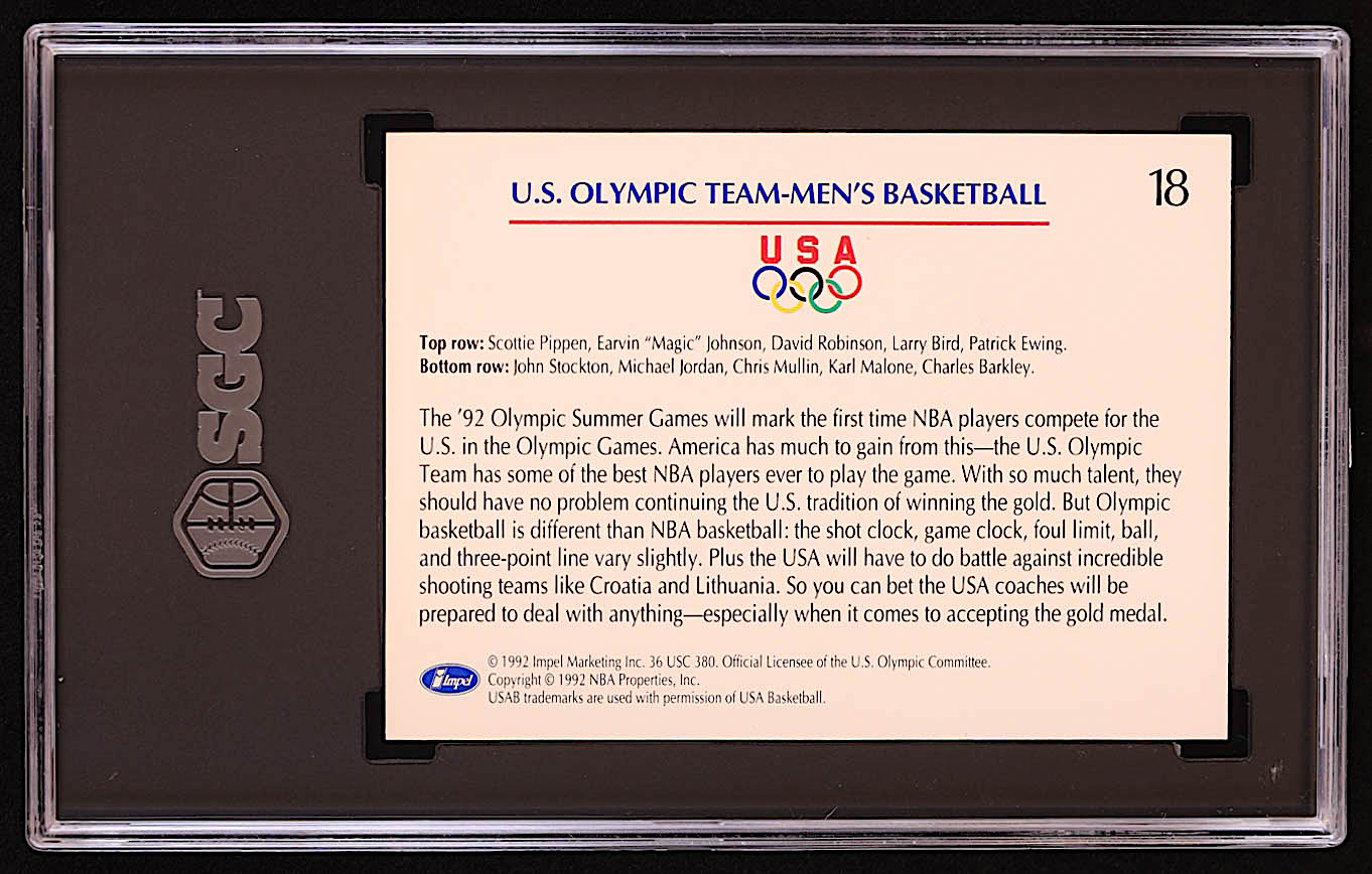 U.S. Olympic Basketball Team 1992 Impel U.S. Olympic Hopefuls #18 (SGC 9.5) at PristineAuction.com U.S. Olympic Basketball Team 1992 Impel U.S. Olympic Hopefuls #18 (SGC 9.5) at PristineAuction.com