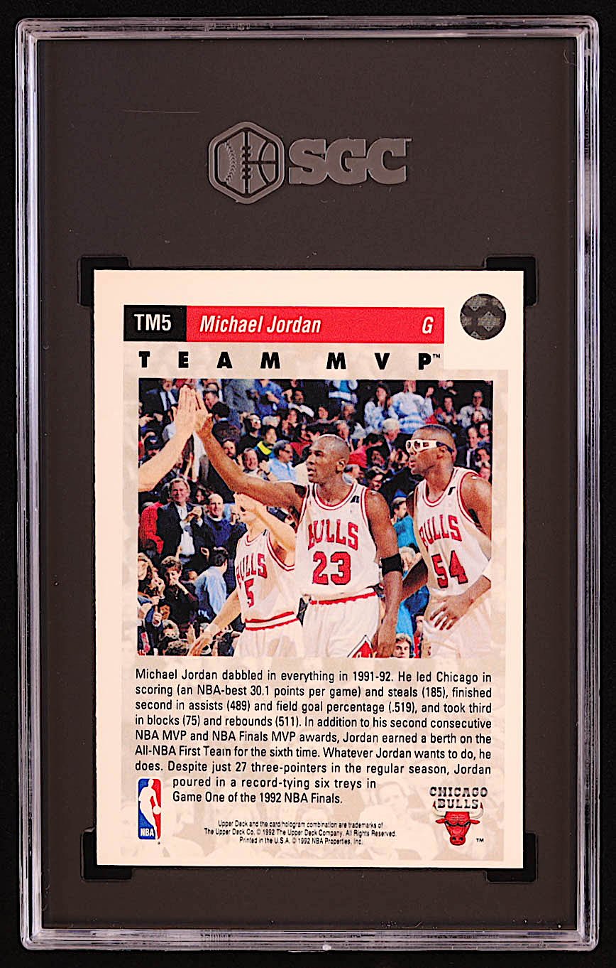 Michael Jordan 1992-93 Upper Deck Team MVPs #TM5 (SGC 9) at PristineAuction.com Michael Jordan 1992-93 Upper Deck Team MVPs #TM5 (SGC 9) at PristineAuction.com