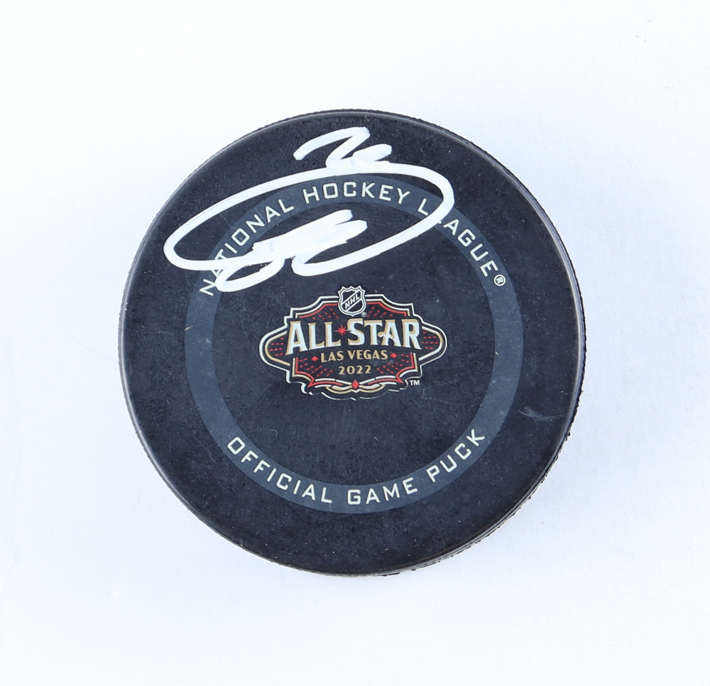 Sebastian Aho Signed 2022 All-Star Game Logo Hockey Puck (Beckett) at PristineAuction.com Sebastian Aho Signed 2022 All-Star Game Logo Hockey Puck (Beckett) at PristineAuction.com