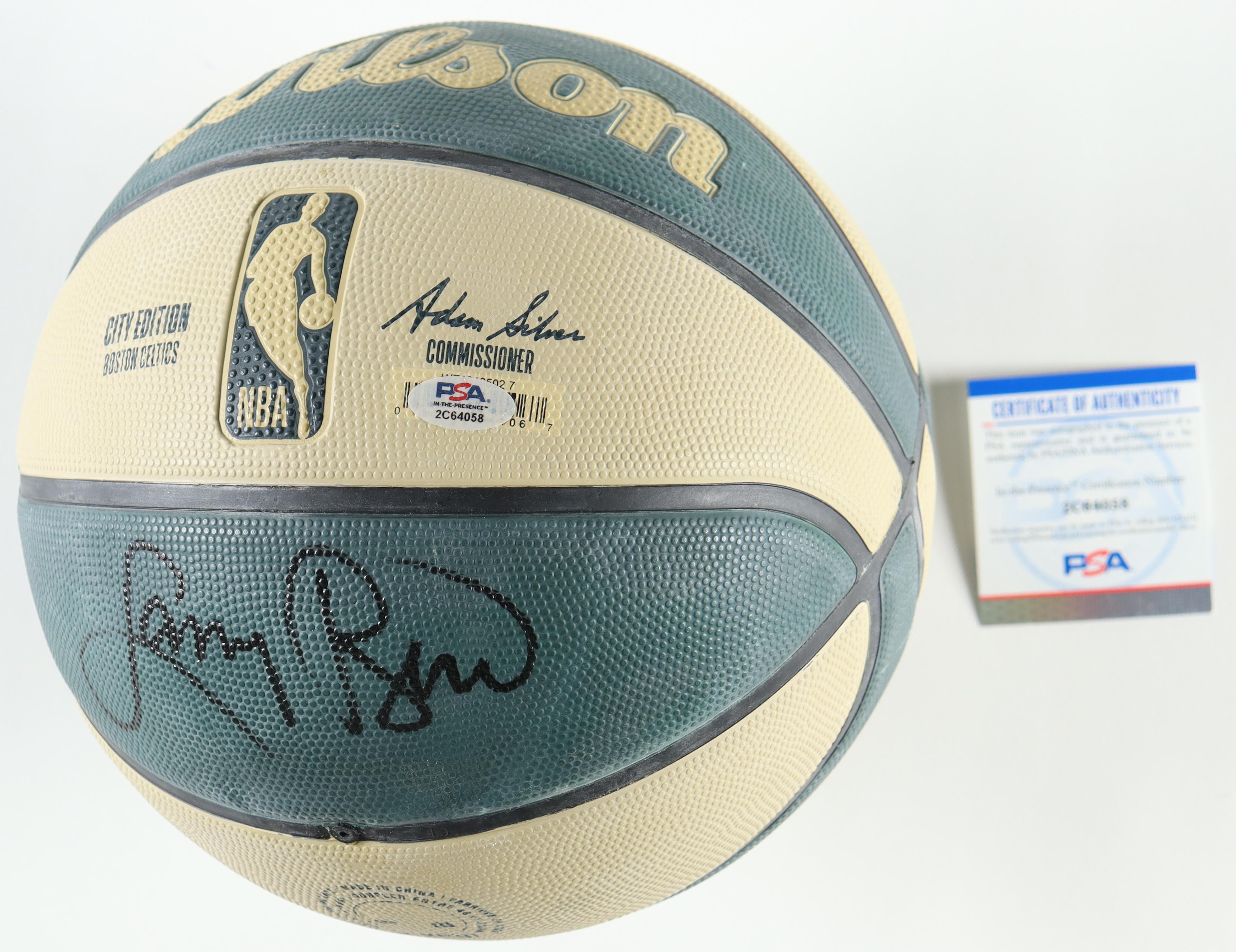 Larry Bird Signed NBA Celtics Basketball With Matching Green Display Stand (PSA) at PristineAuction.com Larry Bird Signed NBA Celtics Basketball With Matching Green Display Stand (PSA) at PristineAuction.com