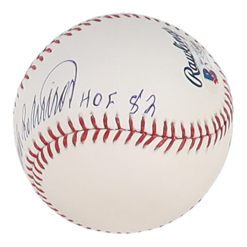 Frank Robinson Signed OML Baseball Inscribed "HOF 82" (Beckett) at PristineAuction.com Frank Robinson Signed OML Baseball Inscribed "HOF 82" (Beckett) at PristineAuction.com