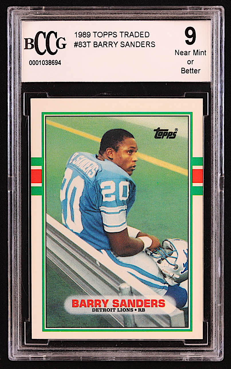 Barry Sanders 1989 Topps Traded #83T RC (BCCG 9) at PristineAuction.com Barry Sanders 1989 Topps Traded #83T RC (BCCG 9) at PristineAuction.com