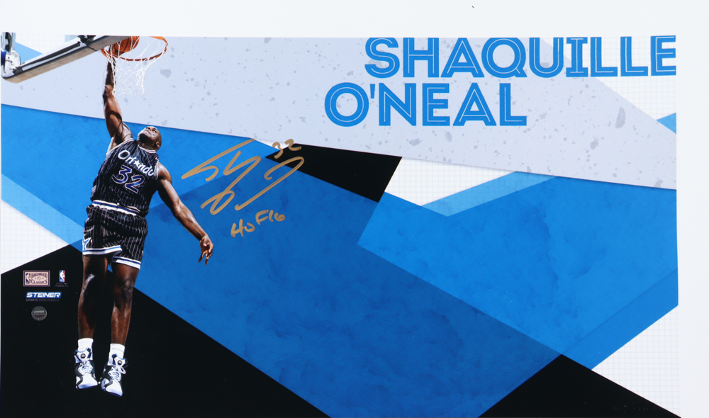 Shaquille O'Neal Signed Magic 12x20 Photo Inscribed "HOF 16" (Steiner) at PristineAuction.com Shaquille O'Neal Signed Magic 12x20 Photo Inscribed "HOF 16" (Steiner) at PristineAuction.com