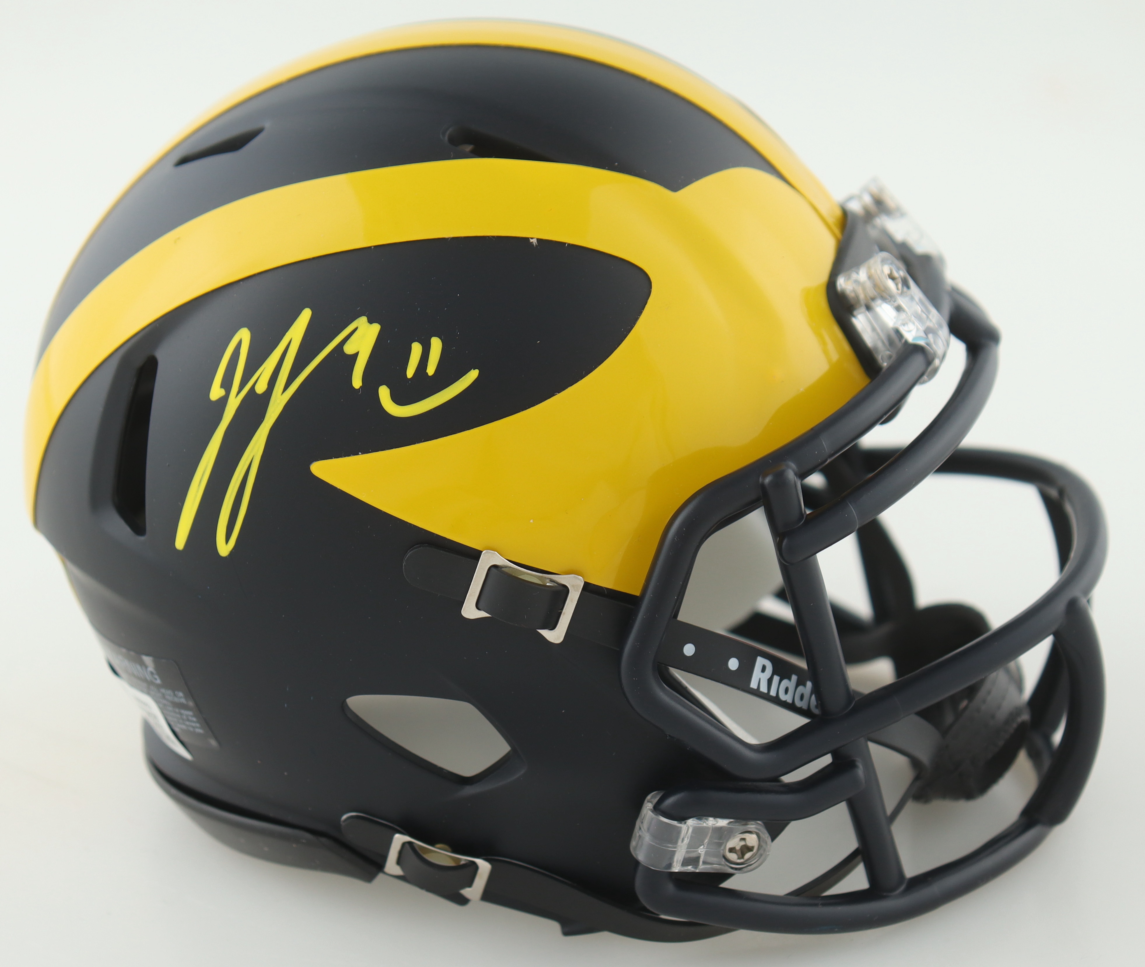 J. J. McCarthy Signed Michigan Wolverines Speed Mini Helmet (Beckett) at PristineAuction.com J. J. McCarthy Signed Michigan Wolverines Speed Mini Helmet (Beckett) at PristineAuction.com