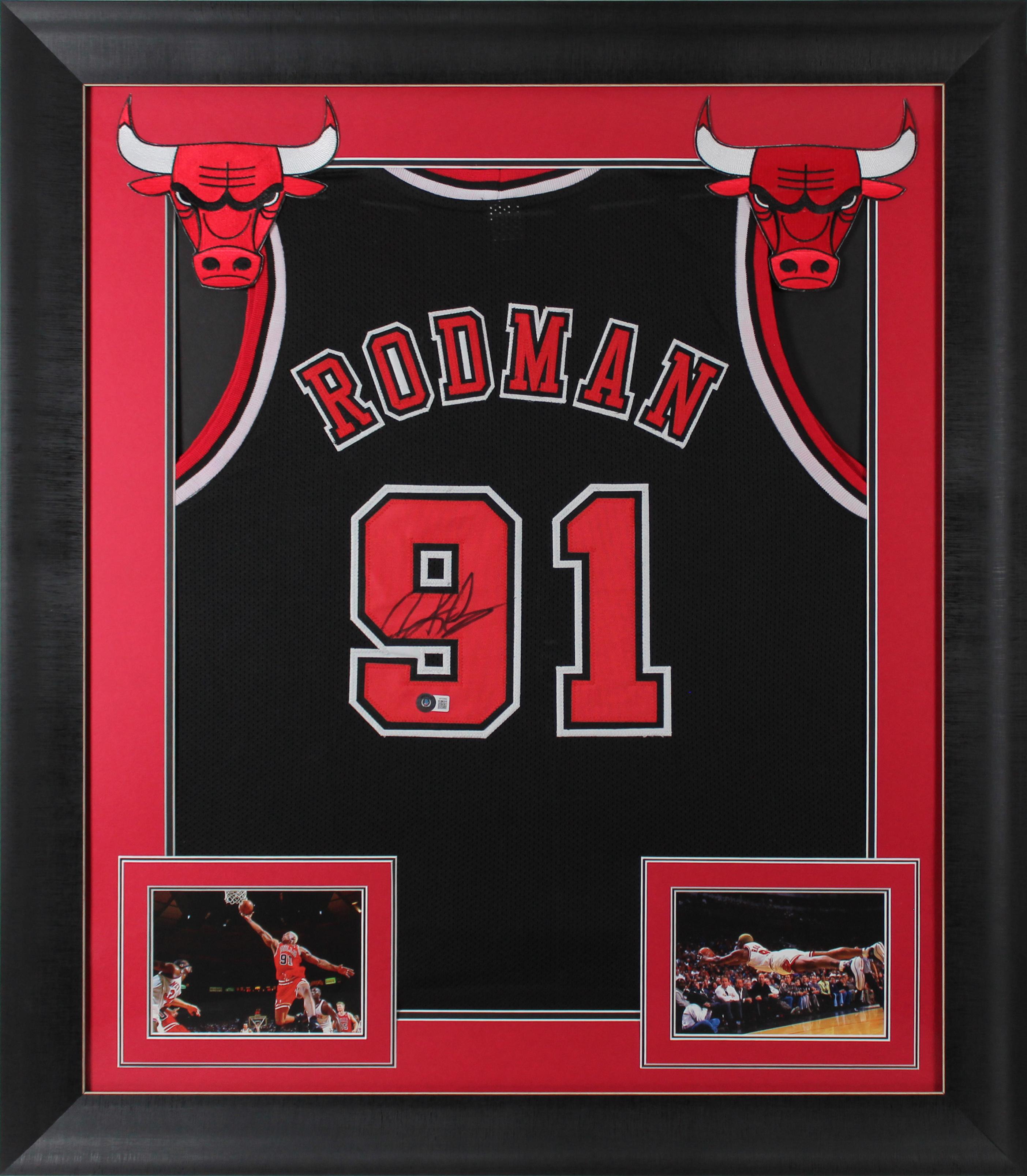 Dennis Rodman Signed Custom Framed Jersey Display (Beckett) at PristineAuction.com Dennis Rodman Signed Custom Framed Jersey Display (Beckett) at PristineAuction.com