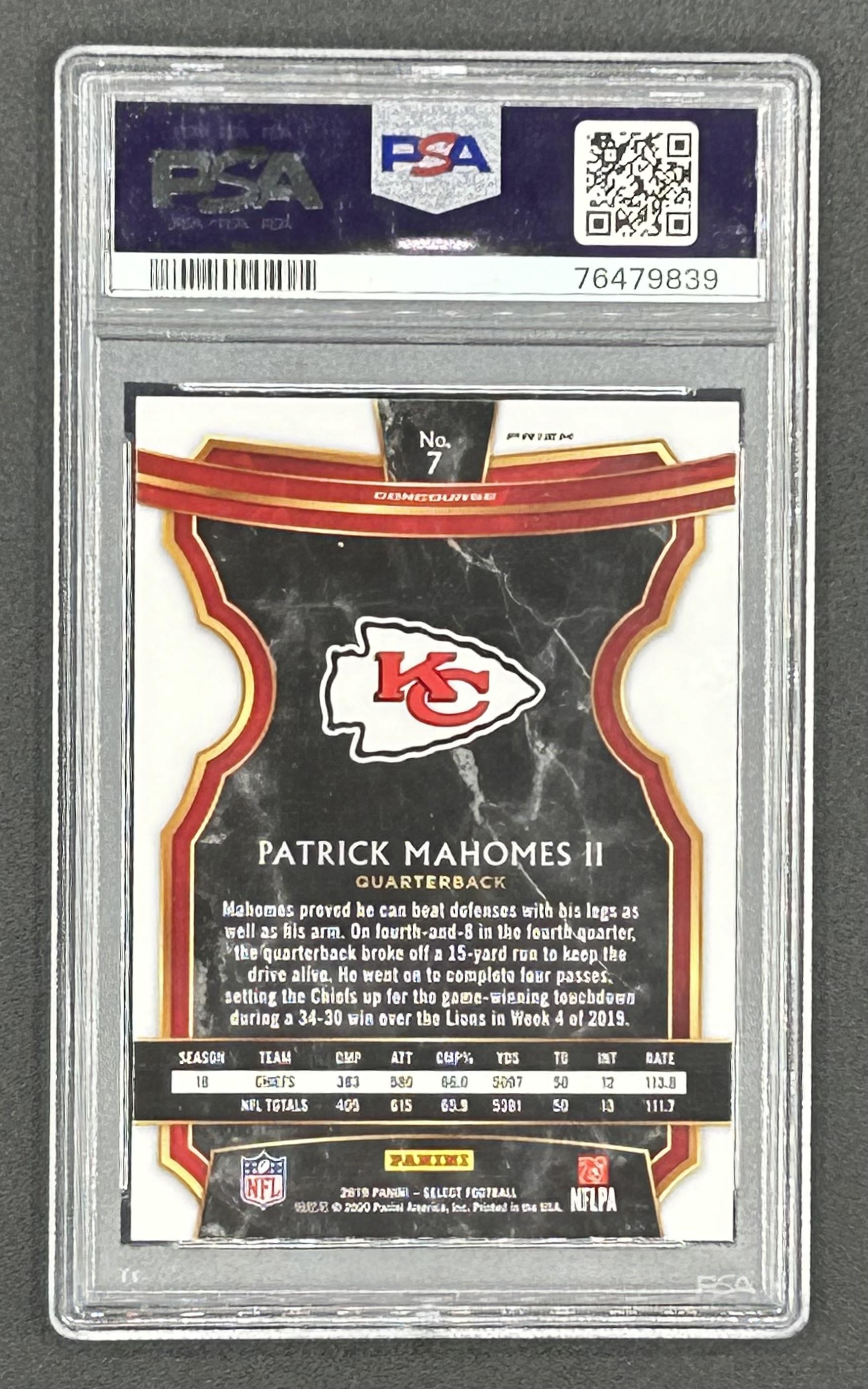 Patrick Mahomes II 2019 Select Prizm Silver #7 (PSA 9) at PristineAuction.com Patrick Mahomes II 2019 Select Prizm Silver #7 (PSA 9) at PristineAuction.com