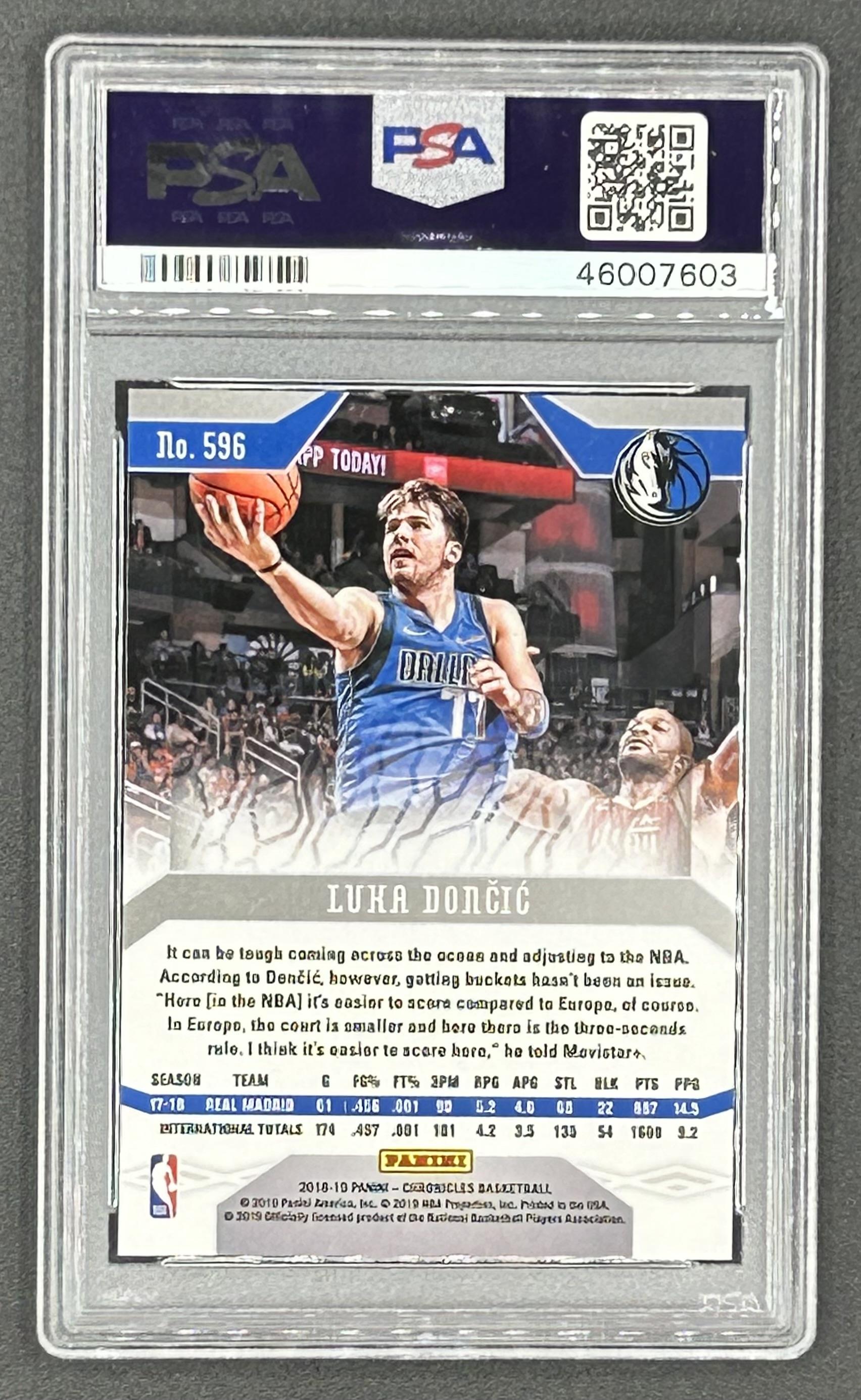 Luka Doncic 2018-19 Panini Chronicles / Phoenix #596 RC (PSA 10) at PristineAuction.com Luka Doncic 2018-19 Panini Chronicles / Phoenix #596 RC (PSA 10) at PristineAuction.com