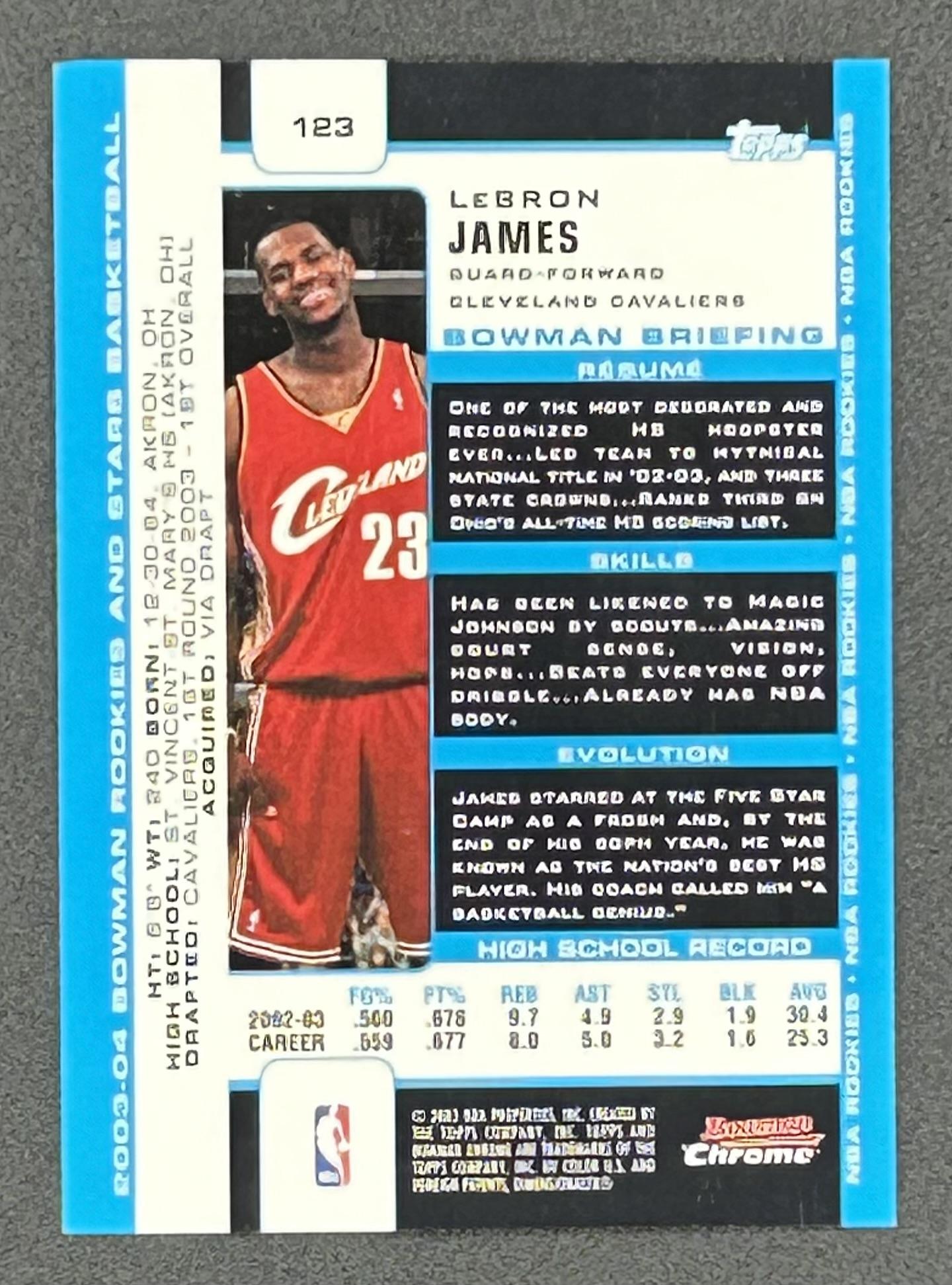 LeBron James 2003-04 Bowman Chrome #123 RC at PristineAuction.com LeBron James 2003-04 Bowman Chrome #123 RC at PristineAuction.com