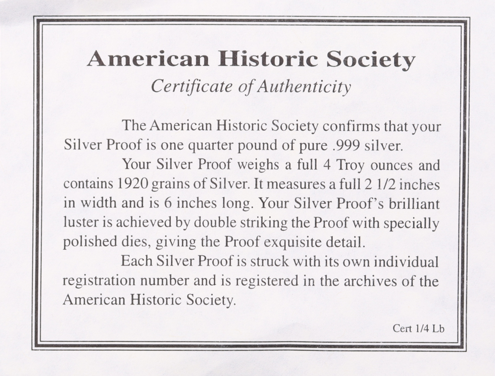 2000 "One Hundred Dollar" 100$ Quarter Pound Silver .999 Fine Silver Bar with Original Packaging at PristineAuction.com 2000 "One Hundred Dollar" 100$ Quarter Pound Silver .999 Fine Silver Bar with Original Packaging at PristineAuction.com
