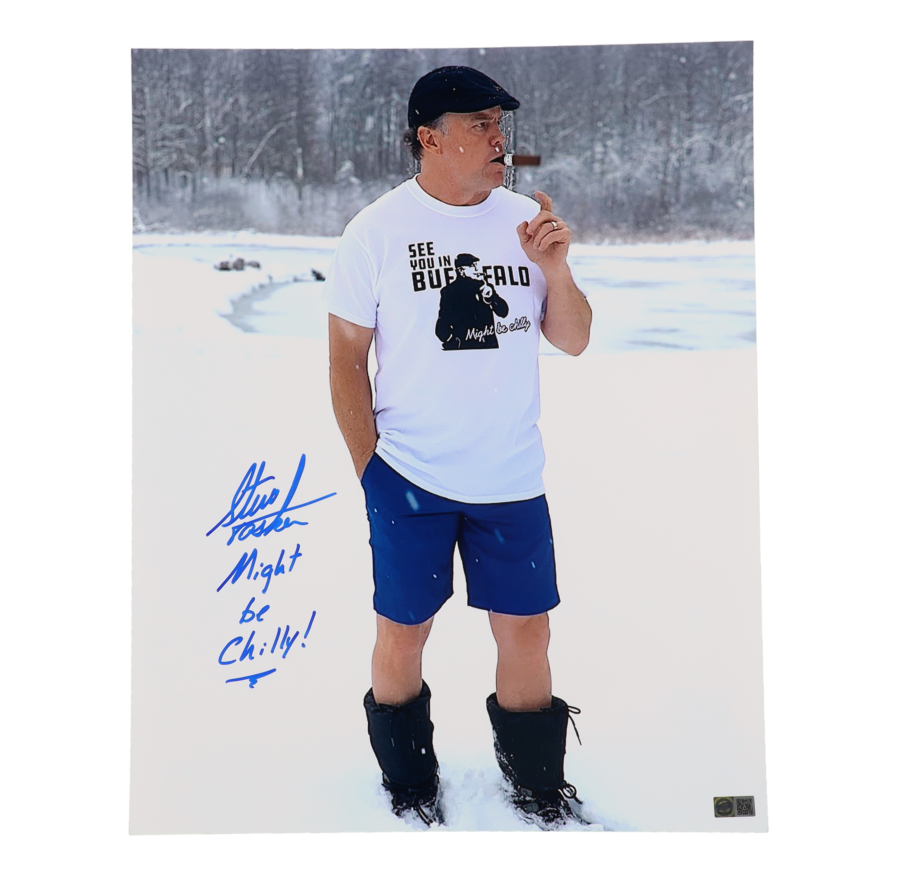 Steve Tasker Signed 16x20 Photo Inscribed "Might Be Chilly!" (TSE) at PristineAuction.com Steve Tasker Signed 16x20 Photo Inscribed "Might Be Chilly!" (TSE) at PristineAuction.com