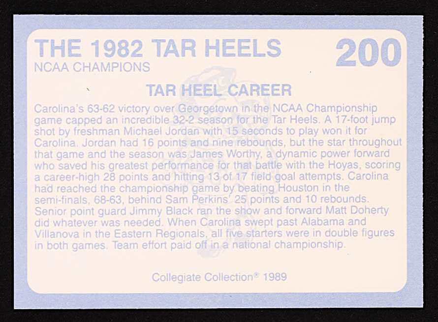1982 NCAA Champions 1989-90 North Carolina Collegiate Collection #200 at PristineAuction.com 1982 NCAA Champions 1989-90 North Carolina Collegiate Collection #200 at PristineAuction.com