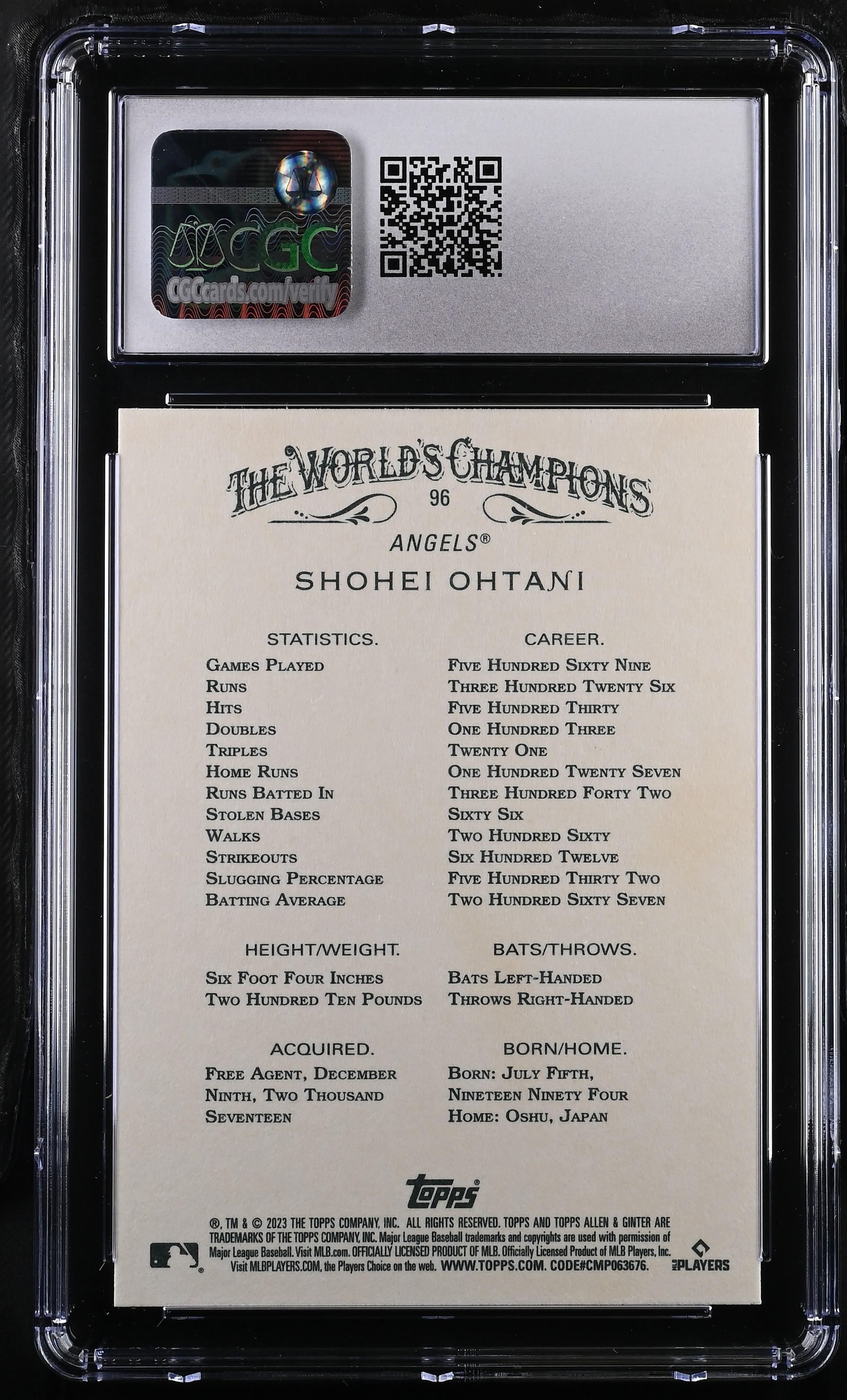 Shohei Ohtani 2023 Topps Allen and Ginter #96 (CGC 9) at PristineAuction.com Shohei Ohtani 2023 Topps Allen and Ginter #96 (CGC 9) at PristineAuction.com