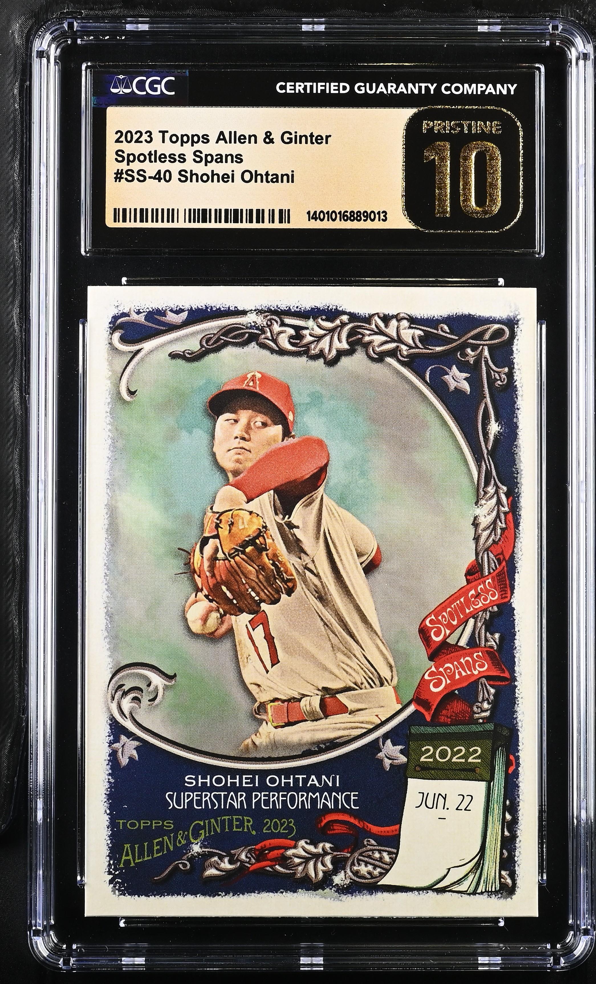 Shohei Ohtani 2023 Topps Allen and Ginter Spotless Spans #SS40 (CGC 10) at PristineAuction.com Shohei Ohtani 2023 Topps Allen and Ginter Spotless Spans #SS40 (CGC 10) at PristineAuction.com