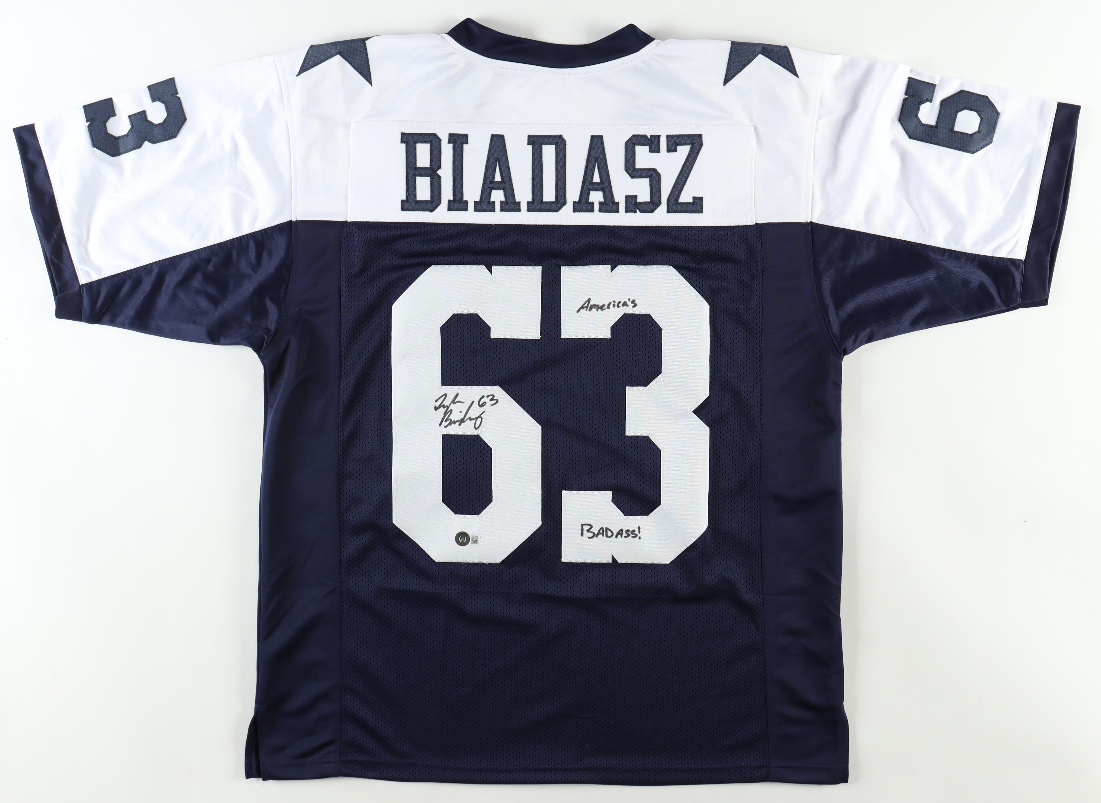 Tyler Biadasz Signed Jersey Inscribed "America's Bada**!" (Beckett) at PristineAuction.com Tyler Biadasz Signed Jersey Inscribed "America's Bada**!" (Beckett) at PristineAuction.com
