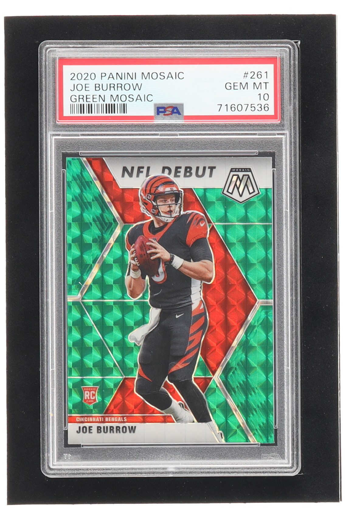 Joe Burrow 2020 Panini Mosaic Mosaic Green #261 DEB RC (PSA 10) at PristineAuction.com Joe Burrow 2020 Panini Mosaic Mosaic Green #261 DEB RC (PSA 10) at PristineAuction.com