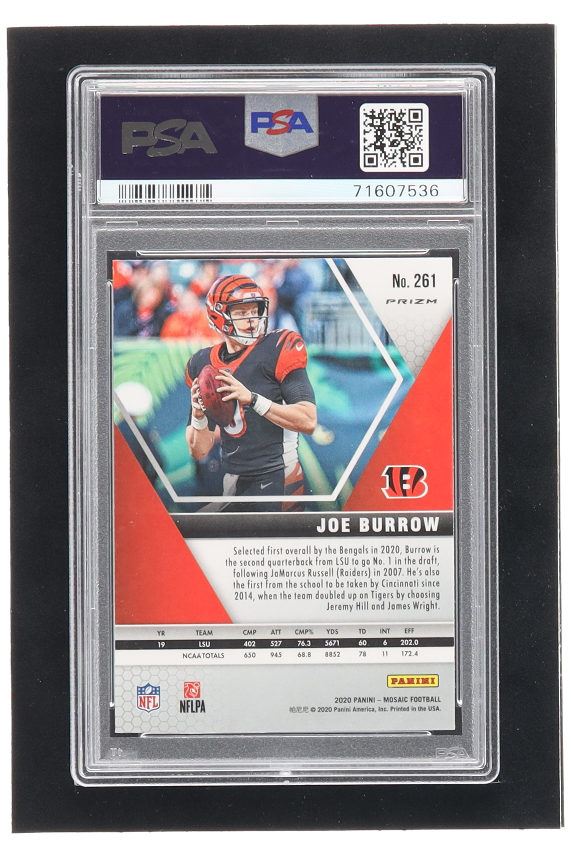 Joe Burrow 2020 Panini Mosaic Mosaic Green #261 DEB RC (PSA 10) at PristineAuction.com Joe Burrow 2020 Panini Mosaic Mosaic Green #261 DEB RC (PSA 10) at PristineAuction.com