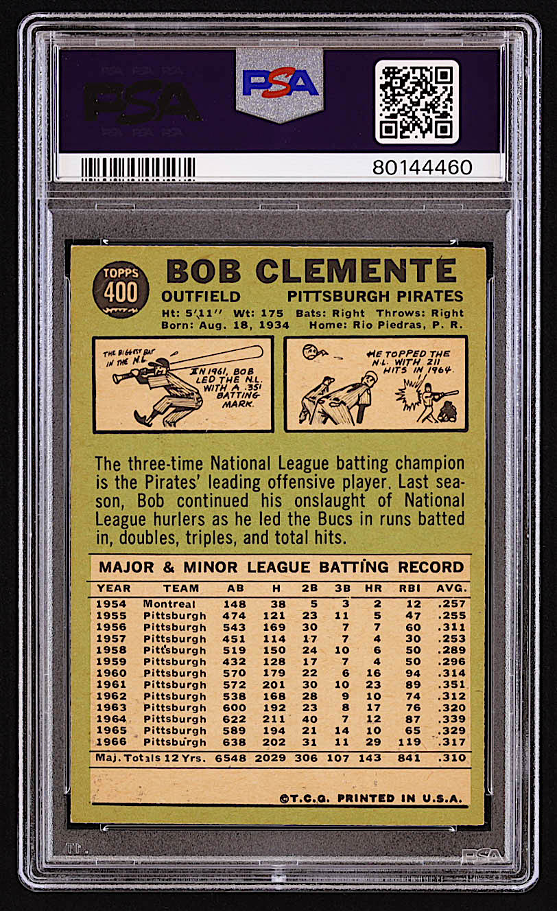Roberto Clemente 1967 Topps #400 DP (PSA 2.5) at PristineAuction.com Roberto Clemente 1967 Topps #400 DP (PSA 2.5) at PristineAuction.com