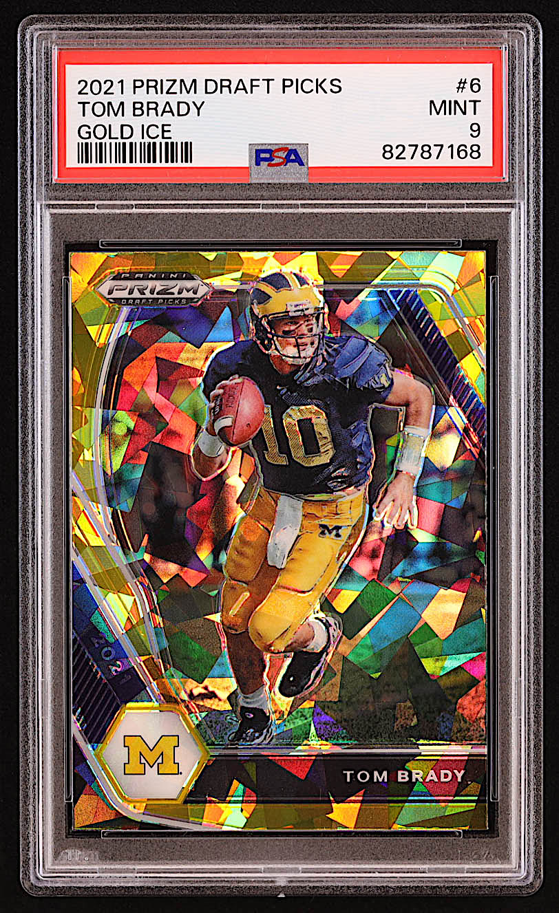 Tom Brady 2021 Panini Prizm Draft Picks Prizms Gold Ice #6 (PSA 9) at PristineAuction.com Tom Brady 2021 Panini Prizm Draft Picks Prizms Gold Ice #6 (PSA 9) at PristineAuction.com