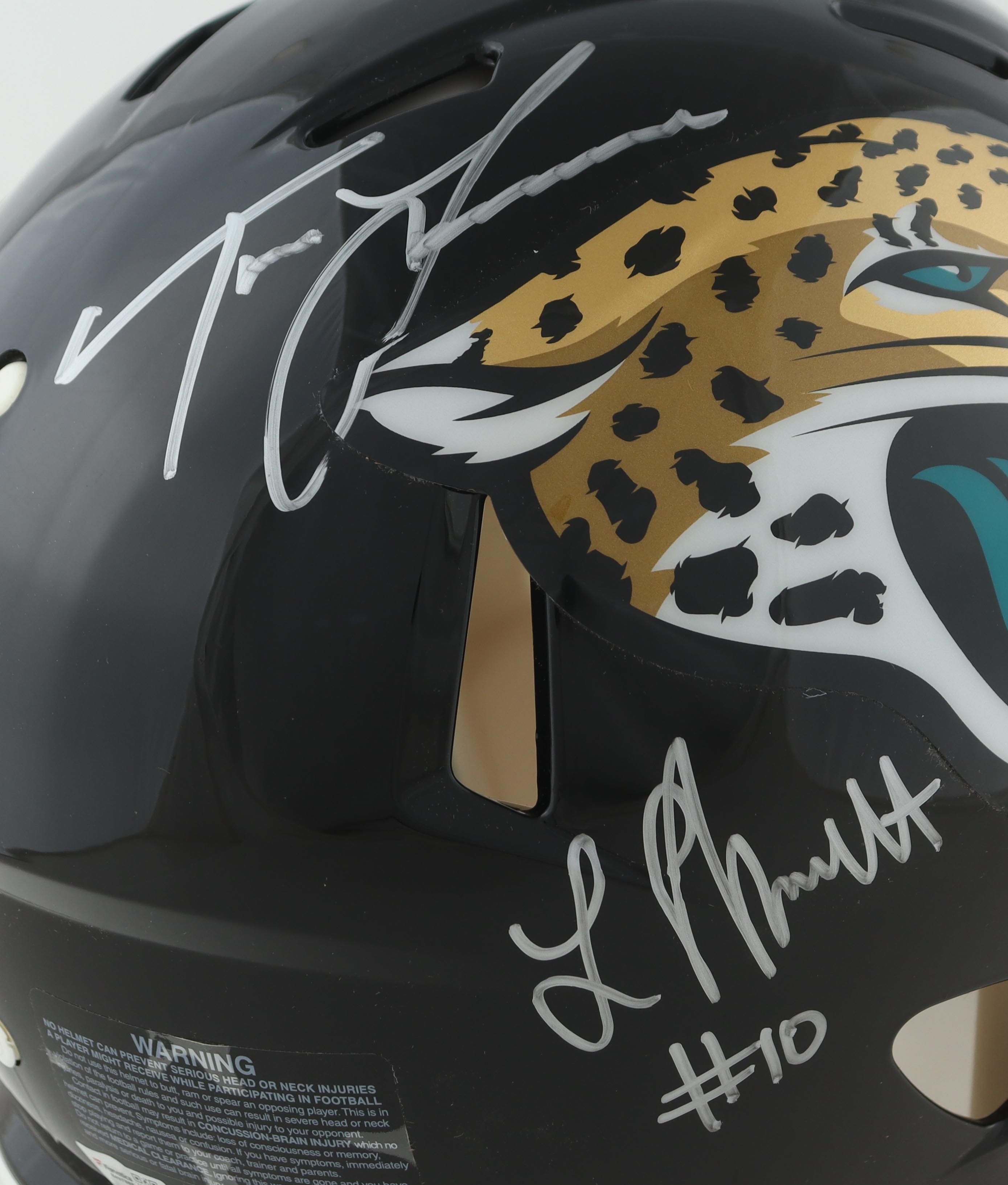 Trevor Lawrence & Laviska Shenault Signed Jaguars Full-Size Authentic On-Field Speed Helmet (Fanatics) at PristineAuction.com Trevor Lawrence & Laviska Shenault Signed Jaguars Full-Size Authentic On-Field Speed Helmet (Fanatics) at PristineAuction.com