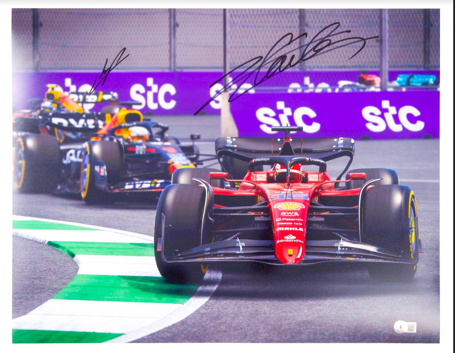 Sergio Perez & Charles Leclerc Signed 16x20 Photo (Beckett) at PristineAuction.com Sergio Perez & Charles Leclerc Signed 16x20 Photo (Beckett) at PristineAuction.com