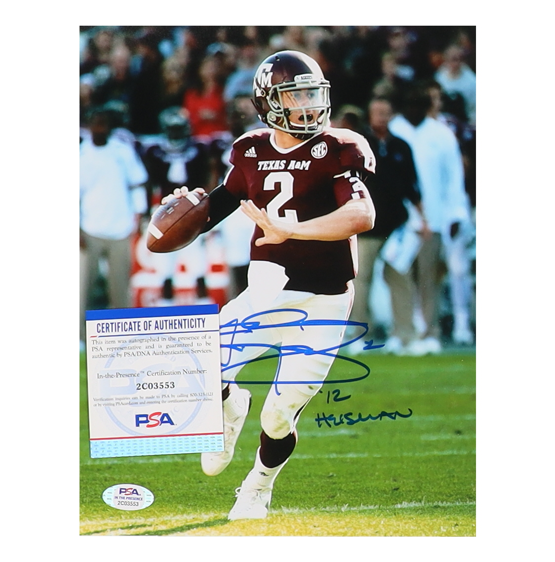 Johnny Manziel Signed Texas A&M Aggies 8x10 Photo Inscribed "'12 Heisman" (PSA) at PristineAuction.com Johnny Manziel Signed Texas A&M Aggies 8x10 Photo Inscribed "'12 Heisman" (PSA) at PristineAuction.com