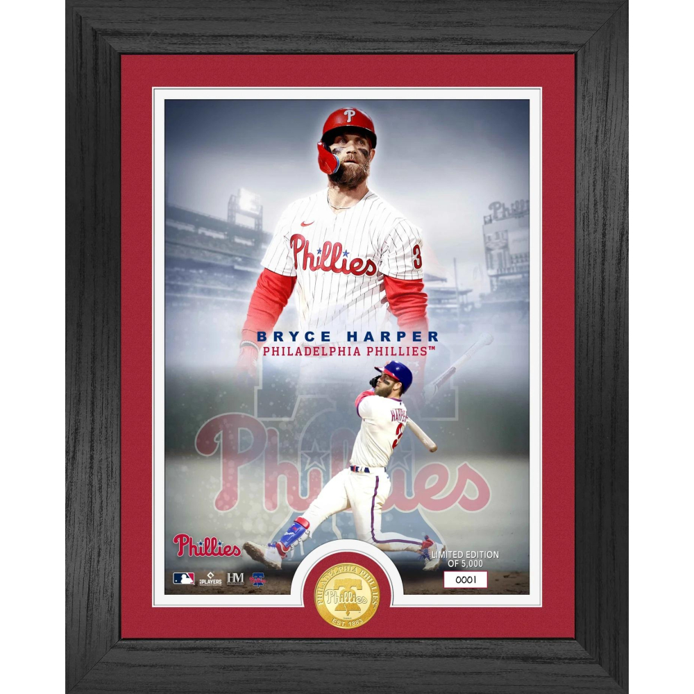 Bryce Harper Phillies LE Custom Framed Photo with Bronze Coin — free download