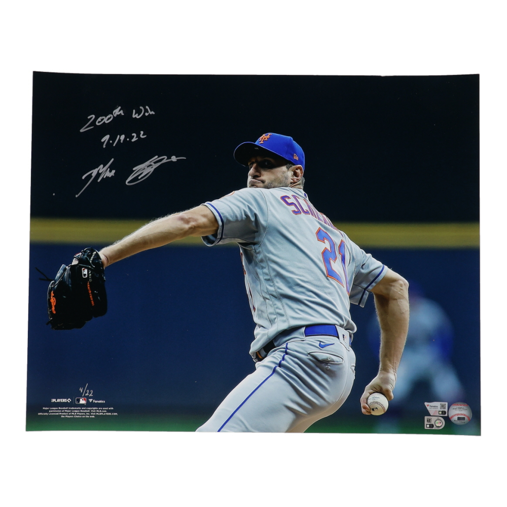 Max Scherzer Signed LE Mets 16x20 Photo Inscribed "200th Win 91922
