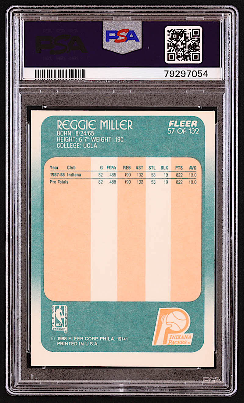 Reggie Miller 1988-89 Fleer #57 RC (PSA 6) at PristineAuction.com Reggie Miller 1988-89 Fleer #57 RC (PSA 6) at PristineAuction.com
