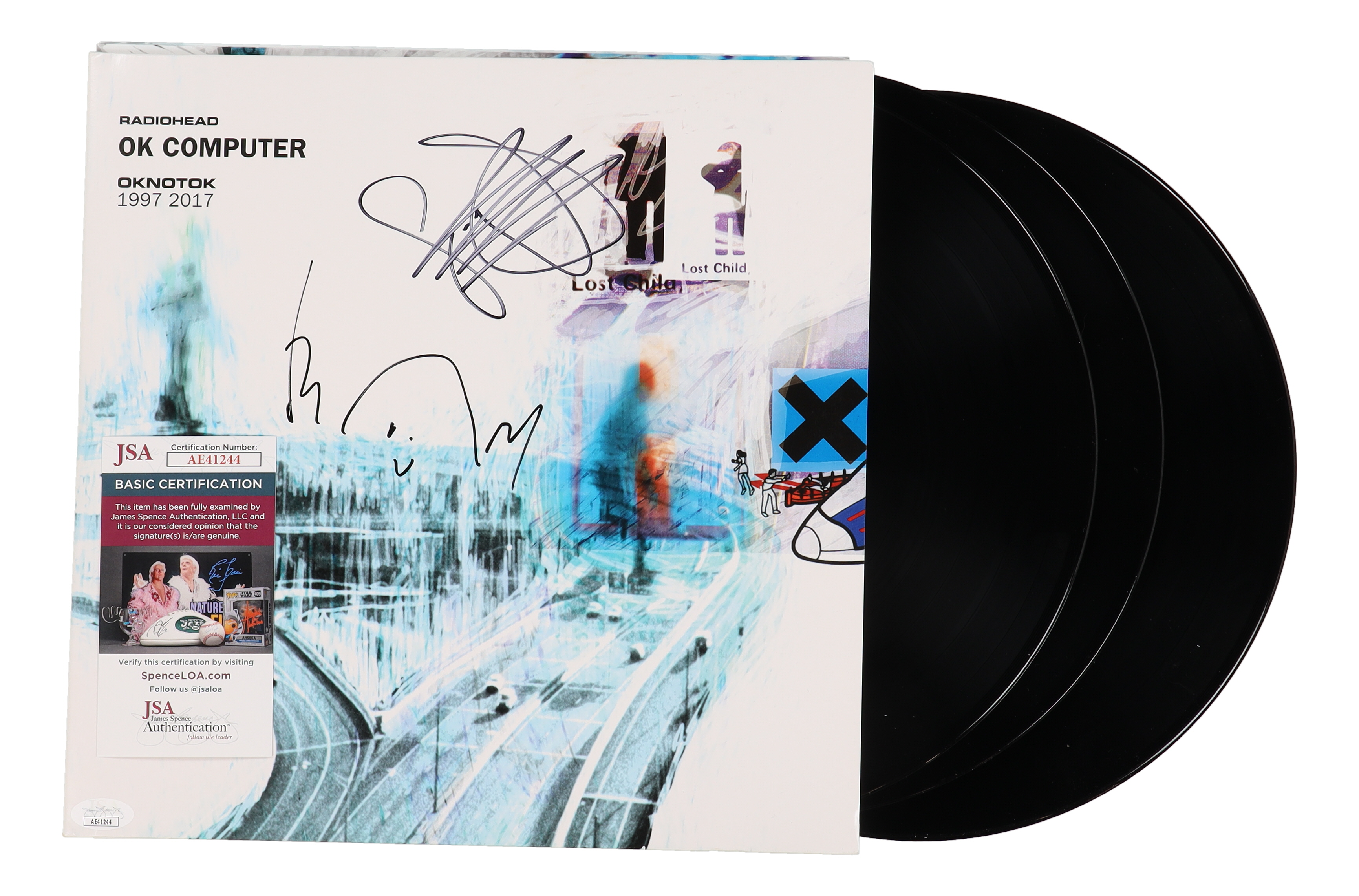 Thom Yorke & Jonny Greenwood Signed Radiohead "OK Computer" Vinyl Record Album (JSA) at PristineAuction.com Thom Yorke & Jonny Greenwood Signed Radiohead "OK Computer" Vinyl Record Album (JSA) at PristineAuction.com