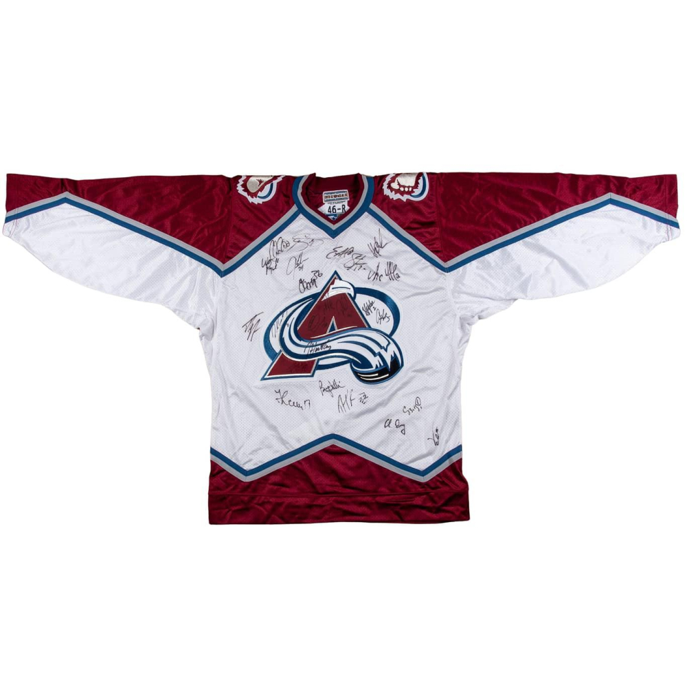 Colorado Avalanche 199899 TeamSigned Authentic Starter Jersey with