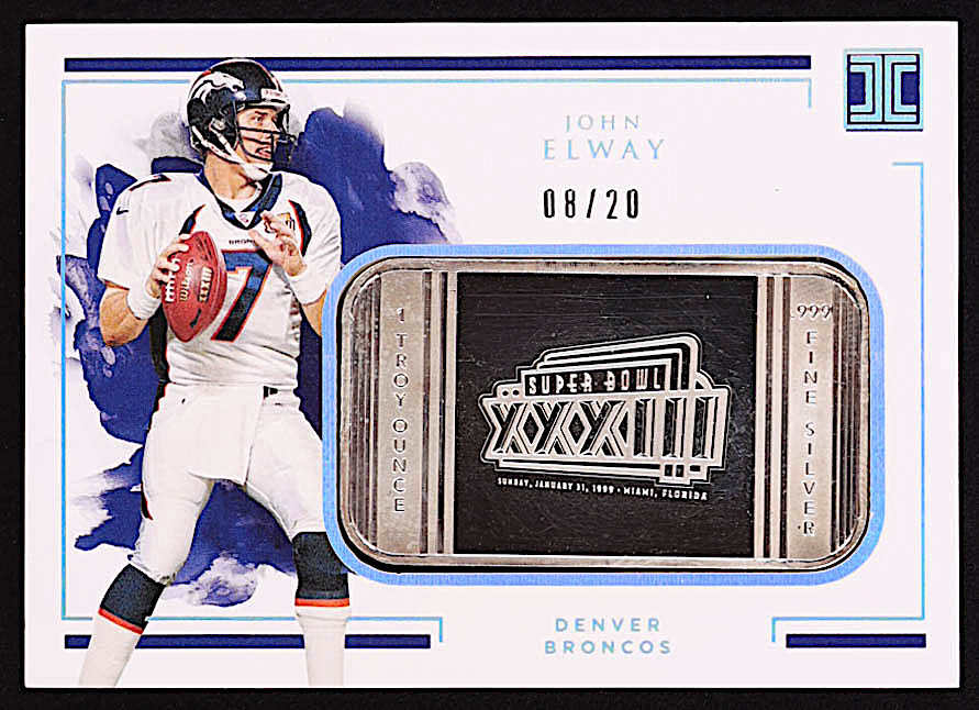 John Elway 2020 Panini Impeccable Silver Super Bowls #6 #08/20 at PristineAuction.com John Elway 2020 Panini Impeccable Silver Super Bowls #6 #08/20 at PristineAuction.com