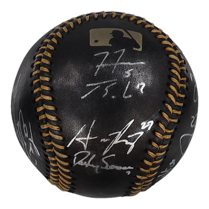 2021 Braves OML Black Leather Baseball Team-Signed by (13) with Freddie Freeman, Austin Riley, Joc Pederson, Dansby Swanson (MLB & Fanatics) at PristineAuction.com 2021 Braves OML Black Leather Baseball Team-Signed by (13) with Freddie Freeman, Austin Riley, Joc Pederson, Dansby Swanson (MLB & Fanatics) at PristineAuction.com