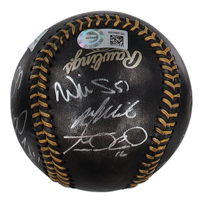 2021 Braves OML Black Leather Baseball Team-Signed by (13) with Freddie Freeman, Austin Riley, Joc Pederson, Dansby Swanson (MLB & Fanatics) at PristineAuction.com 2021 Braves OML Black Leather Baseball Team-Signed by (13) with Freddie Freeman, Austin Riley, Joc Pederson, Dansby Swanson (MLB & Fanatics) at PristineAuction.com