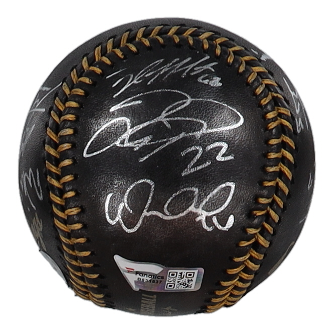 2021 Braves OML Black Leather Baseball Team-Signed by (13) with Freddie Freeman, Austin Riley, Joc Pederson, Dansby Swanson (MLB & Fanatics) at PristineAuction.com 2021 Braves OML Black Leather Baseball Team-Signed by (13) with Freddie Freeman, Austin Riley, Joc Pederson, Dansby Swanson (MLB & Fanatics) at PristineAuction.com
