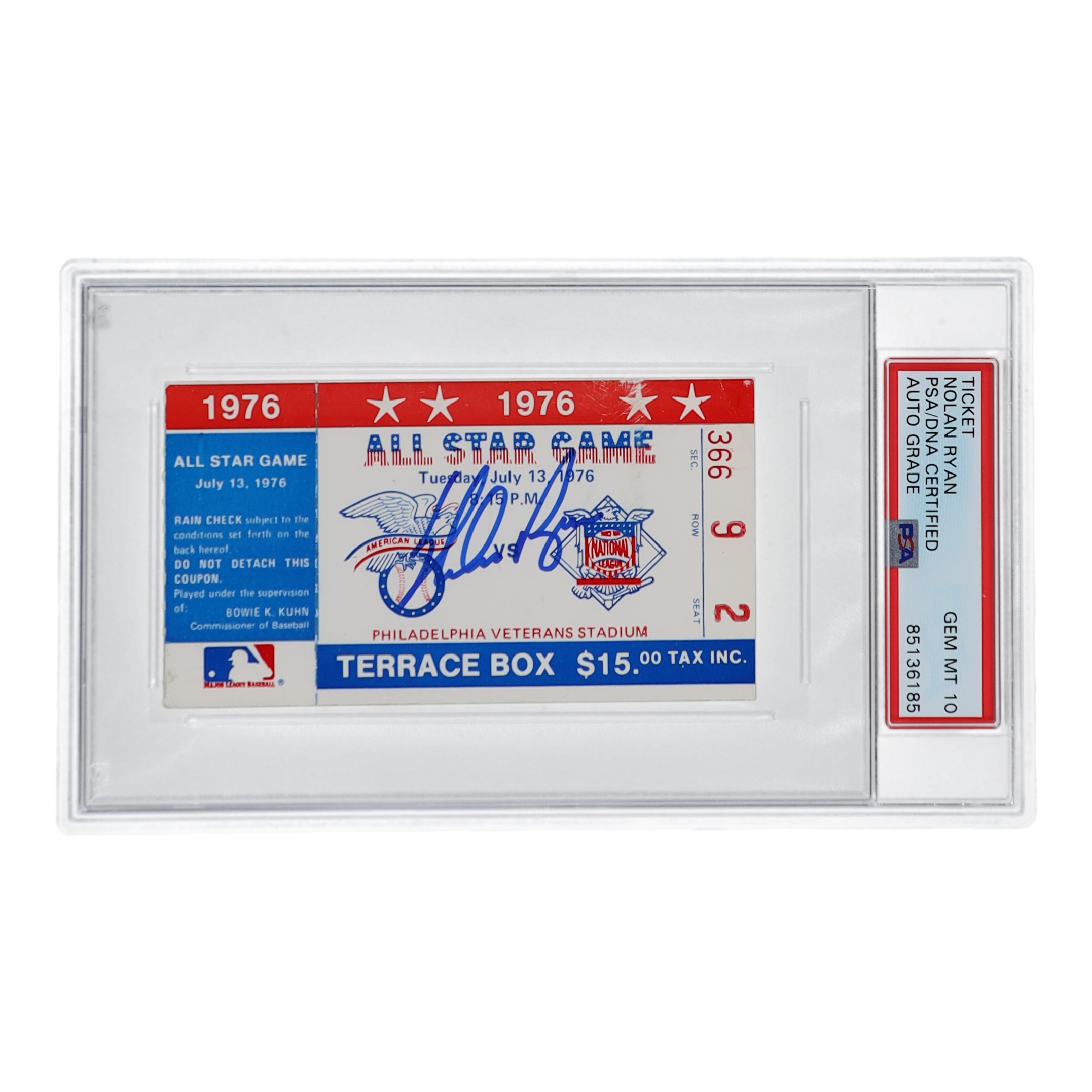 Nolan Ryan Signed 1976 All-Star Game Ticket (PSA | Autograph Grade 10) at PristineAuction.com Nolan Ryan Signed 1976 All-Star Game Ticket (PSA | Autograph Grade 10) at PristineAuction.com