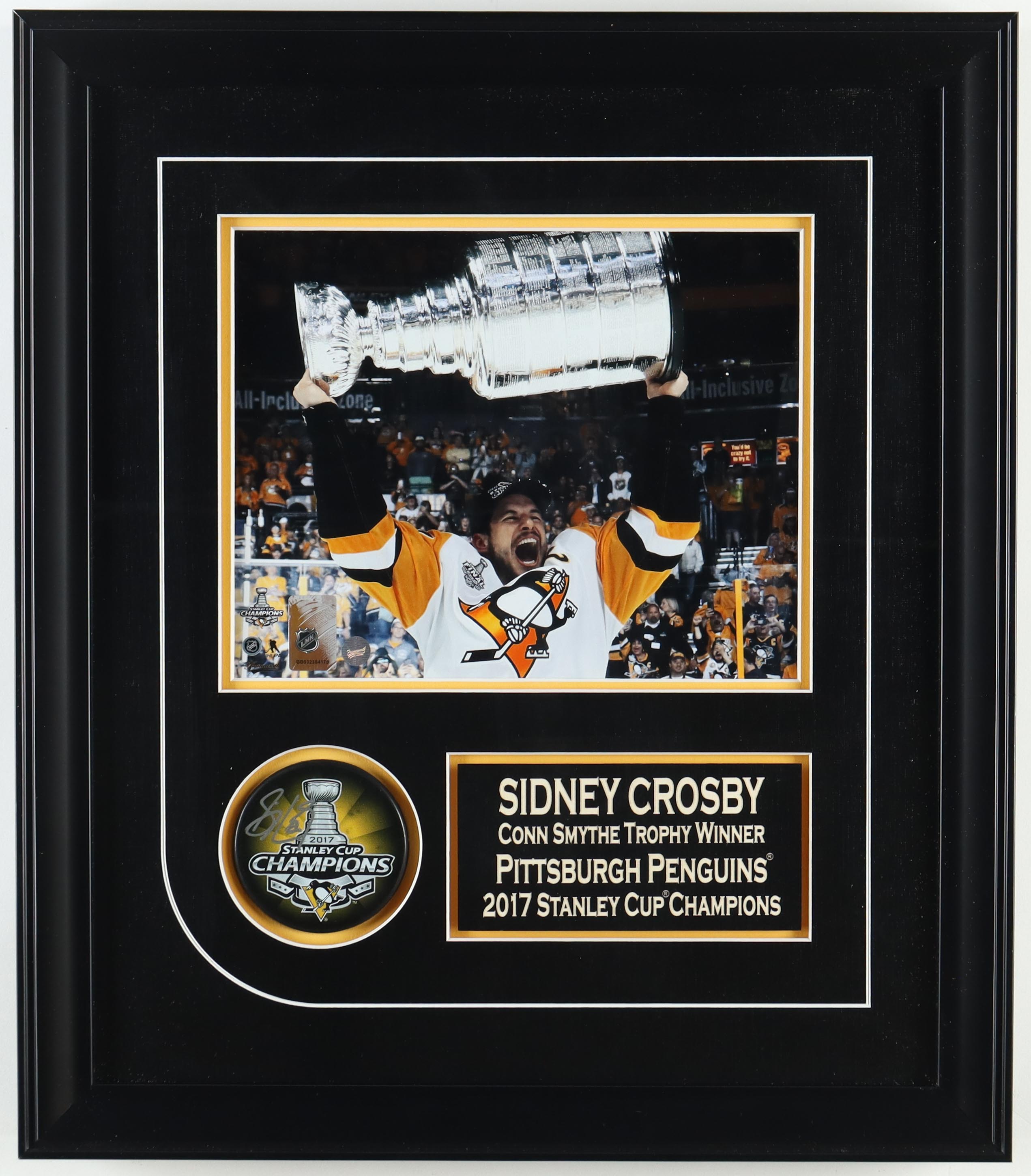 Sidney Crosby Signed Stanley Cup Champions Custom Framed Hockey Puck Display (Framesworth) at PristineAuction.com Sidney Crosby Signed Stanley Cup Champions Custom Framed Hockey Puck Display (Framesworth) at PristineAuction.com