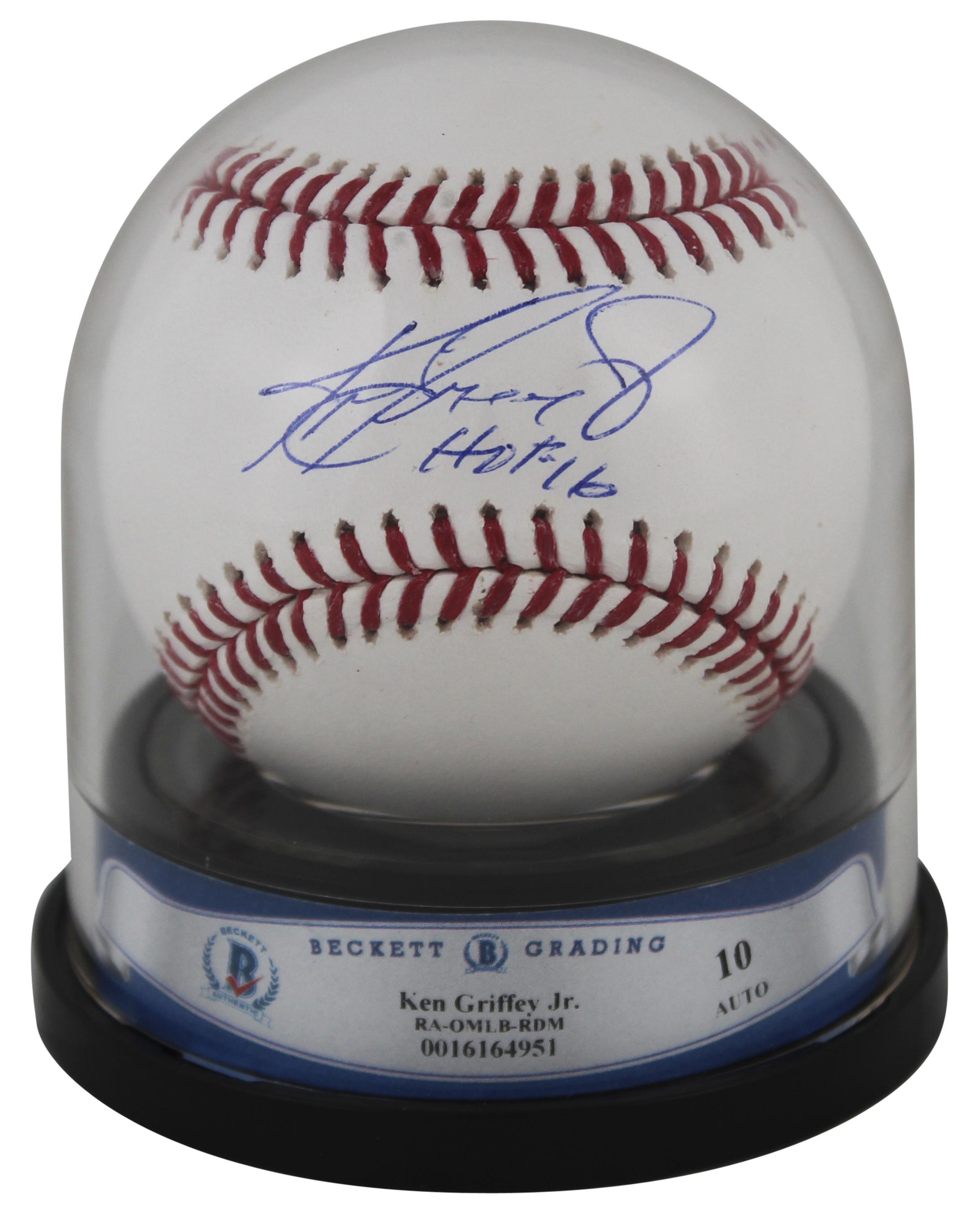 Ken Griffey Jr. Signed OML Baseball Inscribed "HOF 16" (BGS | Autograph Graded 10) at PristineAuction.com Ken Griffey Jr. Signed OML Baseball Inscribed "HOF 16" (BGS | Autograph Graded 10) at PristineAuction.com