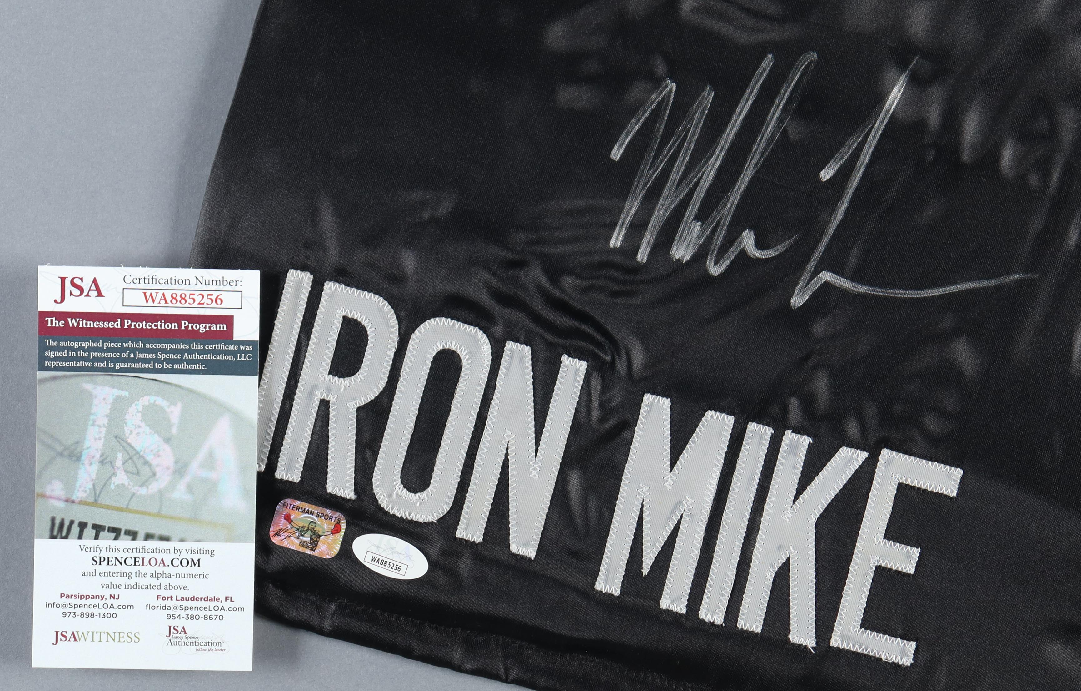 Mike Tyson Signed Custom Framed Boxing Trunks Display (Tyson & JSA) at PristineAuction.com Mike Tyson Signed Custom Framed Boxing Trunks Display (Tyson & JSA) at PristineAuction.com