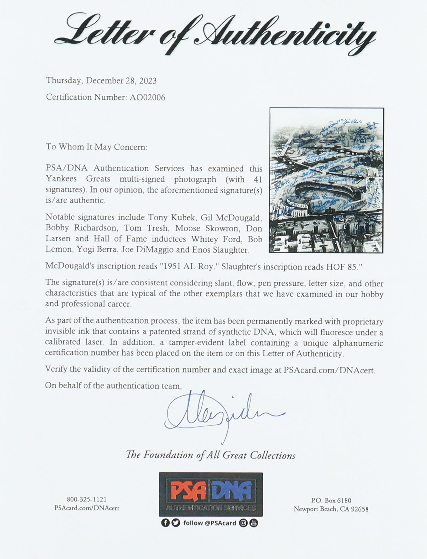 Yankee Greats Custom Framed Photo Display Signed By (41) With Joe DiMaggio, Yogi Berra, Whitey Ford, Bob Lemon, Enos Slaughter (PSA) at PristineAuction.com Yankee Greats Custom Framed Photo Display Signed By (41) With Joe DiMaggio, Yogi Berra, Whitey Ford, Bob Lemon, Enos Slaughter (PSA) at PristineAuction.com