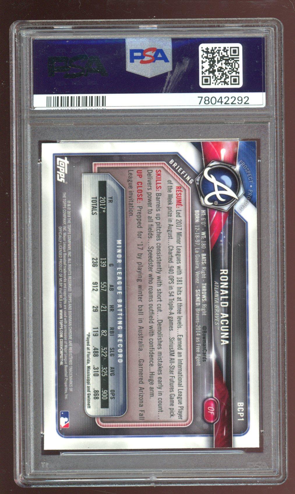 Ronald Acuna 2018 Bowman Chrome Prospects #BCP1 (PSA 9) at PristineAuction.com Ronald Acuna 2018 Bowman Chrome Prospects #BCP1 (PSA 9) at PristineAuction.com