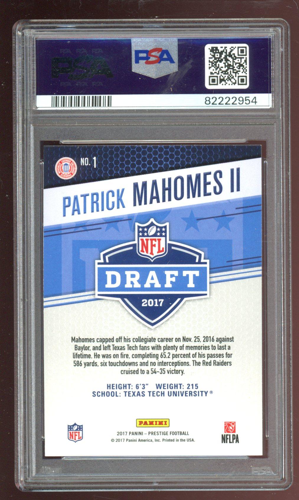Patrick Mahomes II 2017 Prestige Draft Big Board #1 (PSA 9) at PristineAuction.com Patrick Mahomes II 2017 Prestige Draft Big Board #1 (PSA 9) at PristineAuction.com