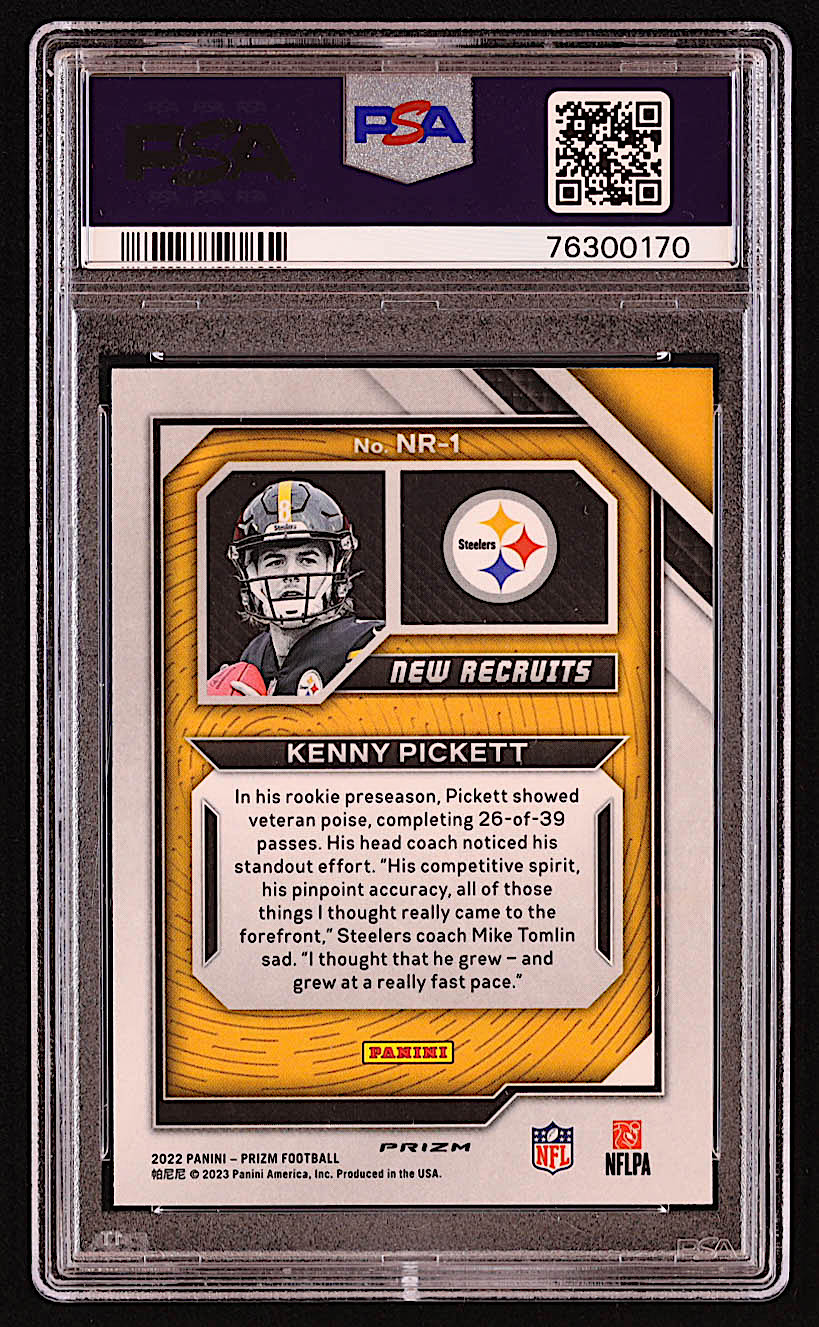Kenny Pickett 2022 Panini Prizm New Recruits Prizms Silver #1 RC (PSA 10) at PristineAuction.com Kenny Pickett 2022 Panini Prizm New Recruits Prizms Silver #1 RC (PSA 10) at PristineAuction.com