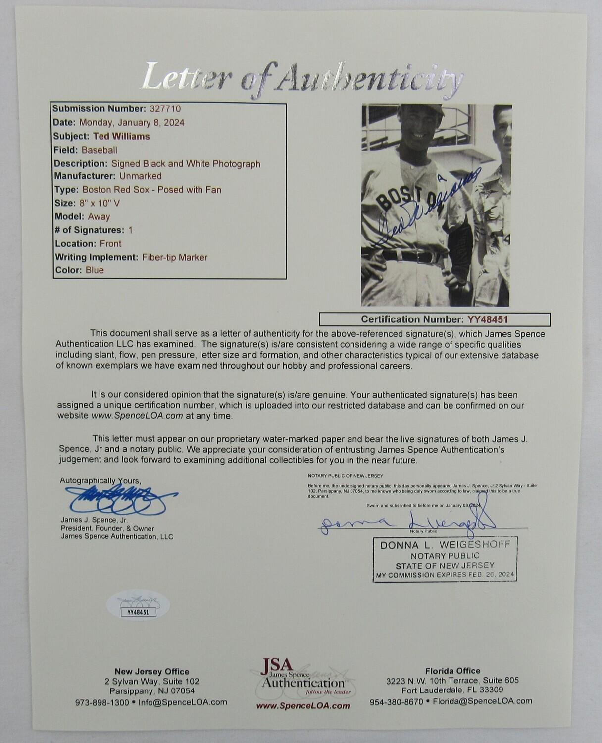 Ted Williams Signed Red Sox 8x10 Photo (JSA) at PristineAuction.com Ted Williams Signed Red Sox 8x10 Photo (JSA) at PristineAuction.com