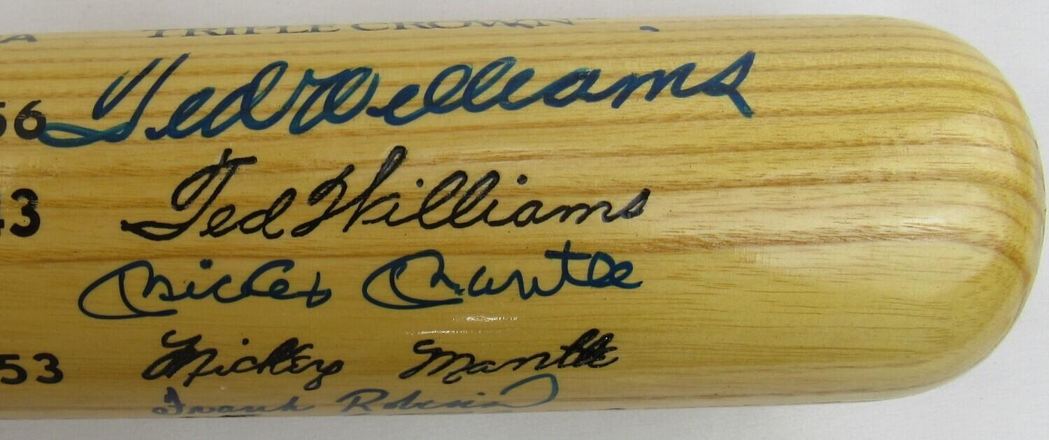 "Triple Crown Winners" Louisville Slugger Baseball Bat Signed by (4) with Ted Williams, Mickey Mantle, Frank Robinson & Carl Yastrzemski (JSA) at PristineAuction.com "Triple Crown Winners" Louisville Slugger Baseball Bat Signed by (4) with Ted Williams, Mickey Mantle, Frank Robinson & Carl Yastrzemski (JSA) at PristineAuction.com
