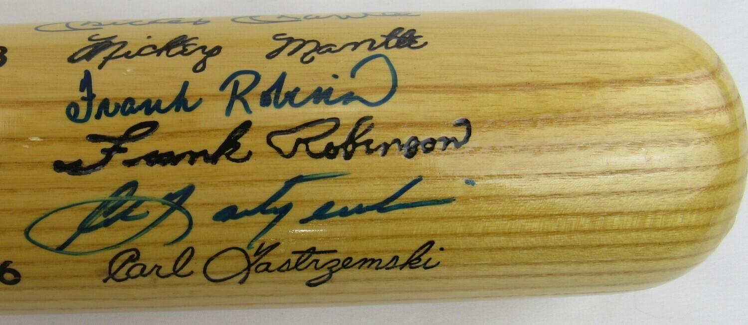 "Triple Crown Winners" Louisville Slugger Baseball Bat Signed by (4) with Ted Williams, Mickey Mantle, Frank Robinson & Carl Yastrzemski (JSA) at PristineAuction.com "Triple Crown Winners" Louisville Slugger Baseball Bat Signed by (4) with Ted Williams, Mickey Mantle, Frank Robinson & Carl Yastrzemski (JSA) at PristineAuction.com
