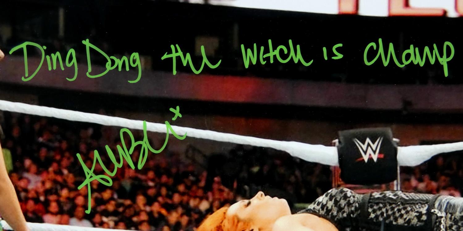 Alexa Bliss Signed WWE Custom Framed Photo Display Inscribed "Ding Dong the Witch is Champ" (Beckett) at PristineAuction.com Alexa Bliss Signed WWE Custom Framed Photo Display Inscribed "Ding Dong the Witch is Champ" (Beckett) at PristineAuction.com