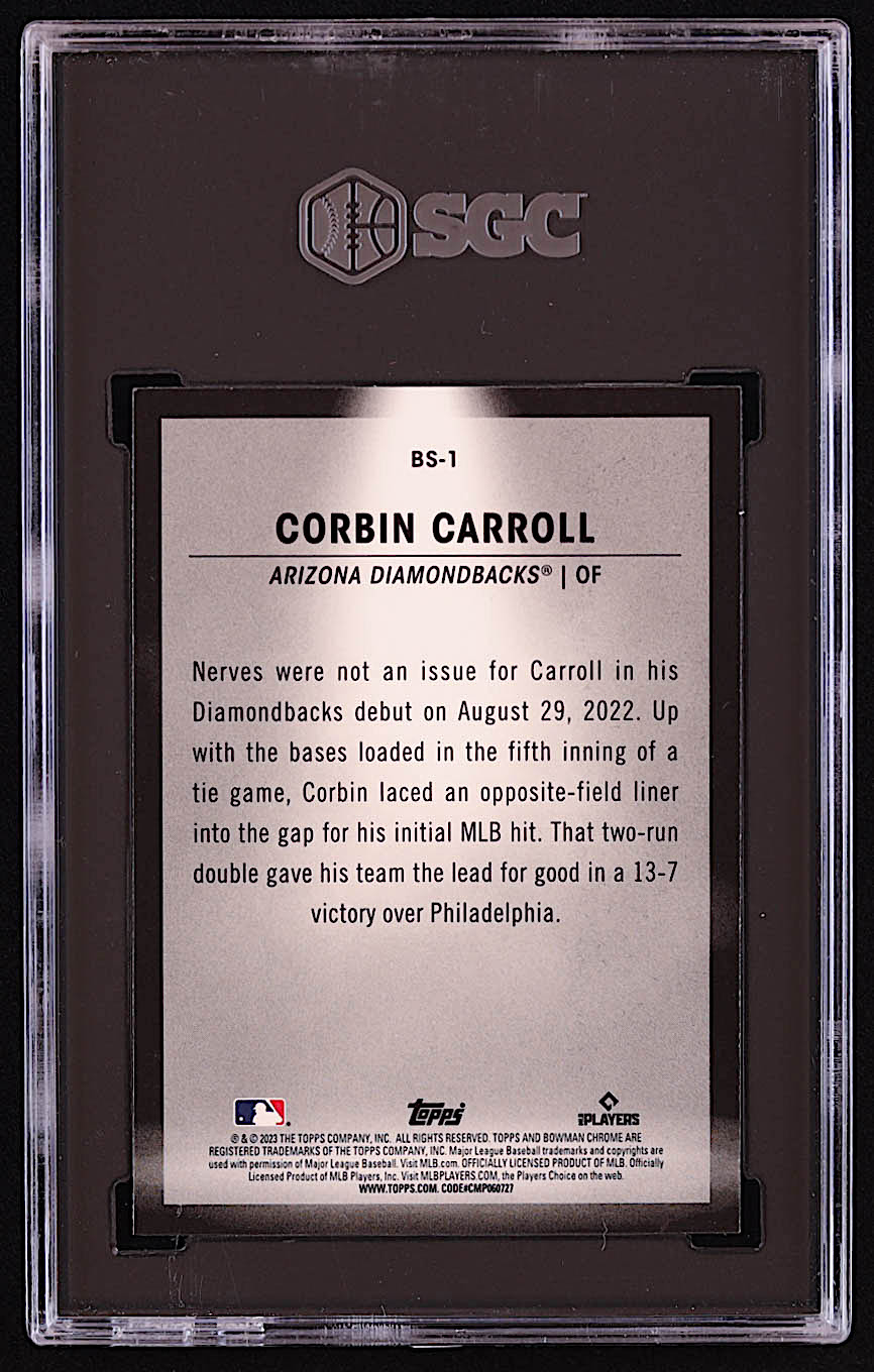 Corbin Carroll 2023 Bowman Chrome Bowman Spotlights #BS1 RC (SGC 10) at PristineAuction.com Corbin Carroll 2023 Bowman Chrome Bowman Spotlights #BS1 RC (SGC 10) at PristineAuction.com